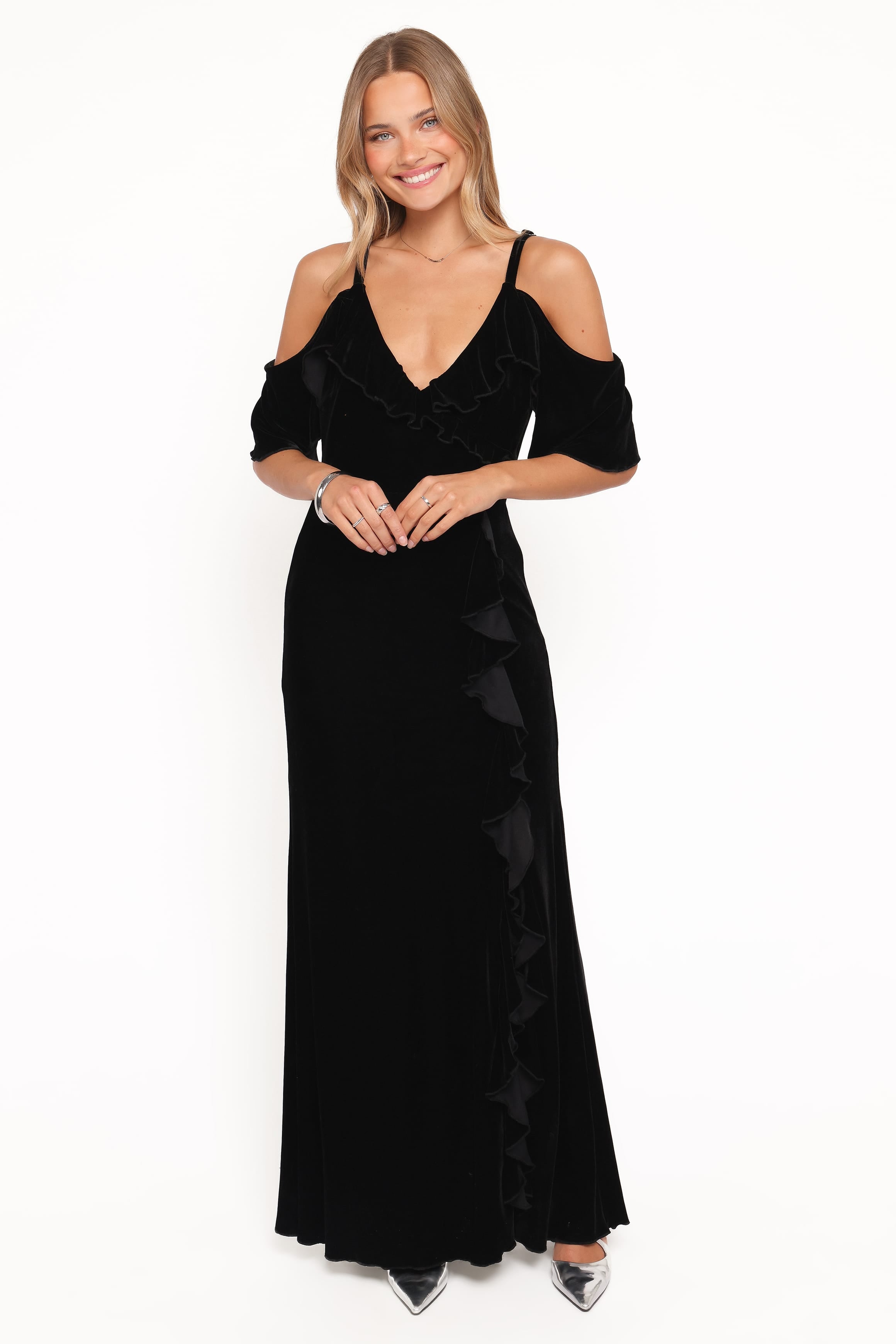 DRESSES Micah Off Shoulder Velvet Maxi Dress - Black