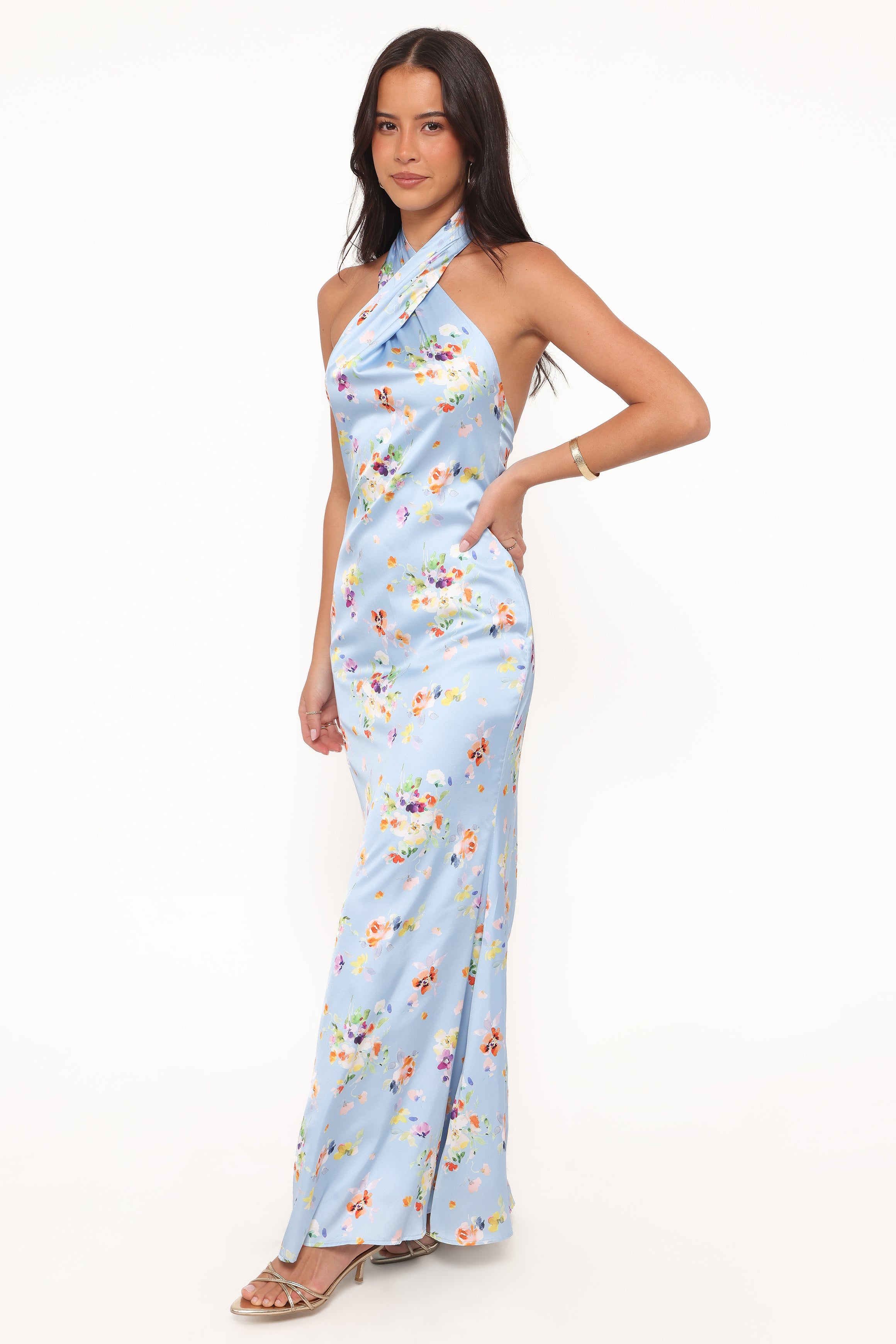 DRESSES Mila Halterneck Maxi Dress - Cornflower Blue Floral