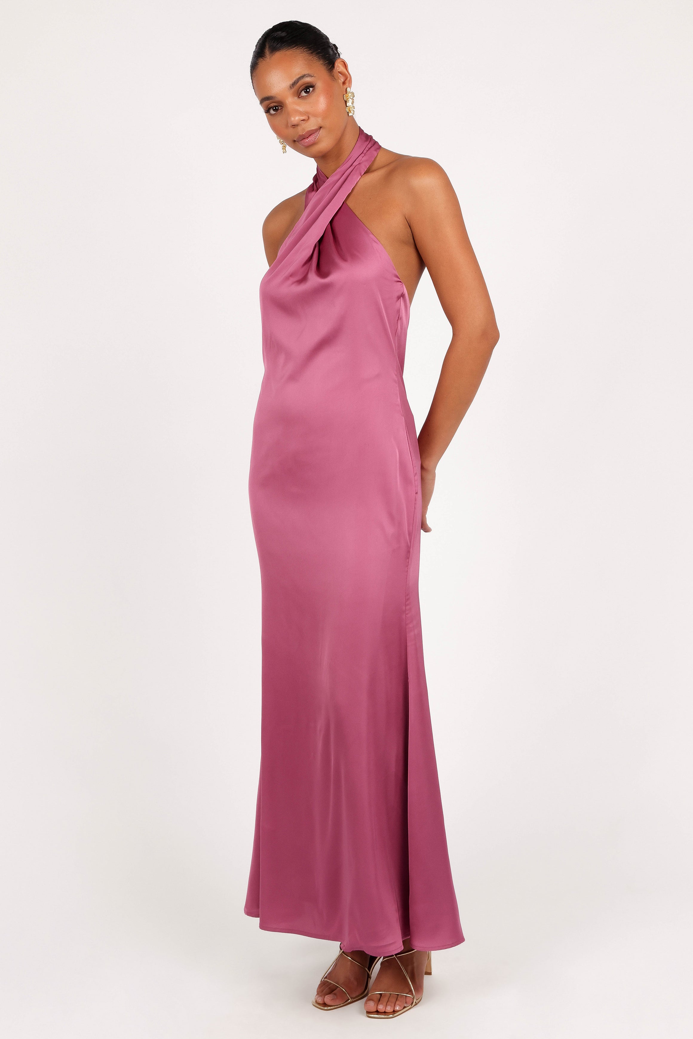 DRESSES Mila Halterneck Maxi Dress - Dark Rose