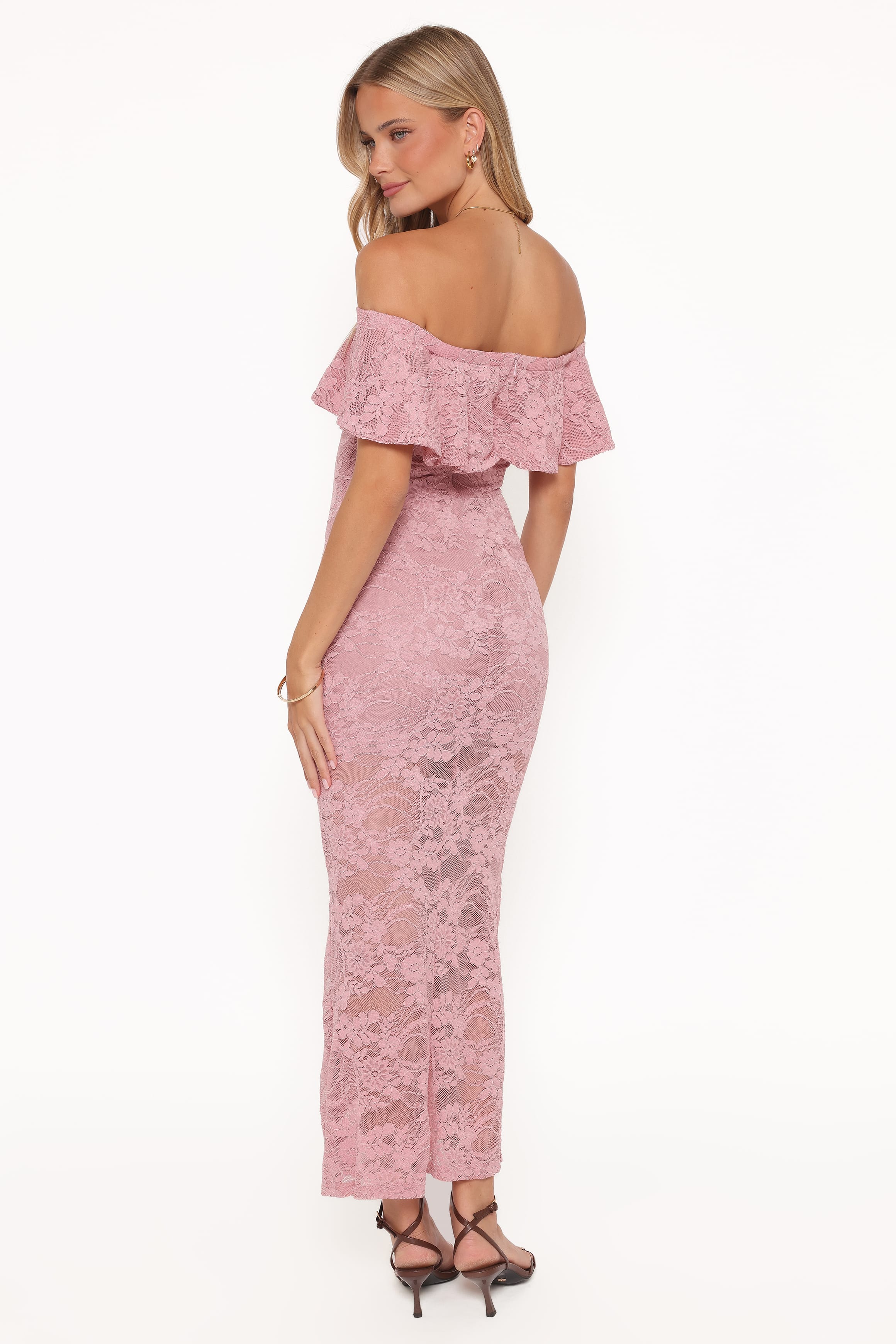 DRESSES Mirelle Off Shoulder Lace Maxi Dress - Pink