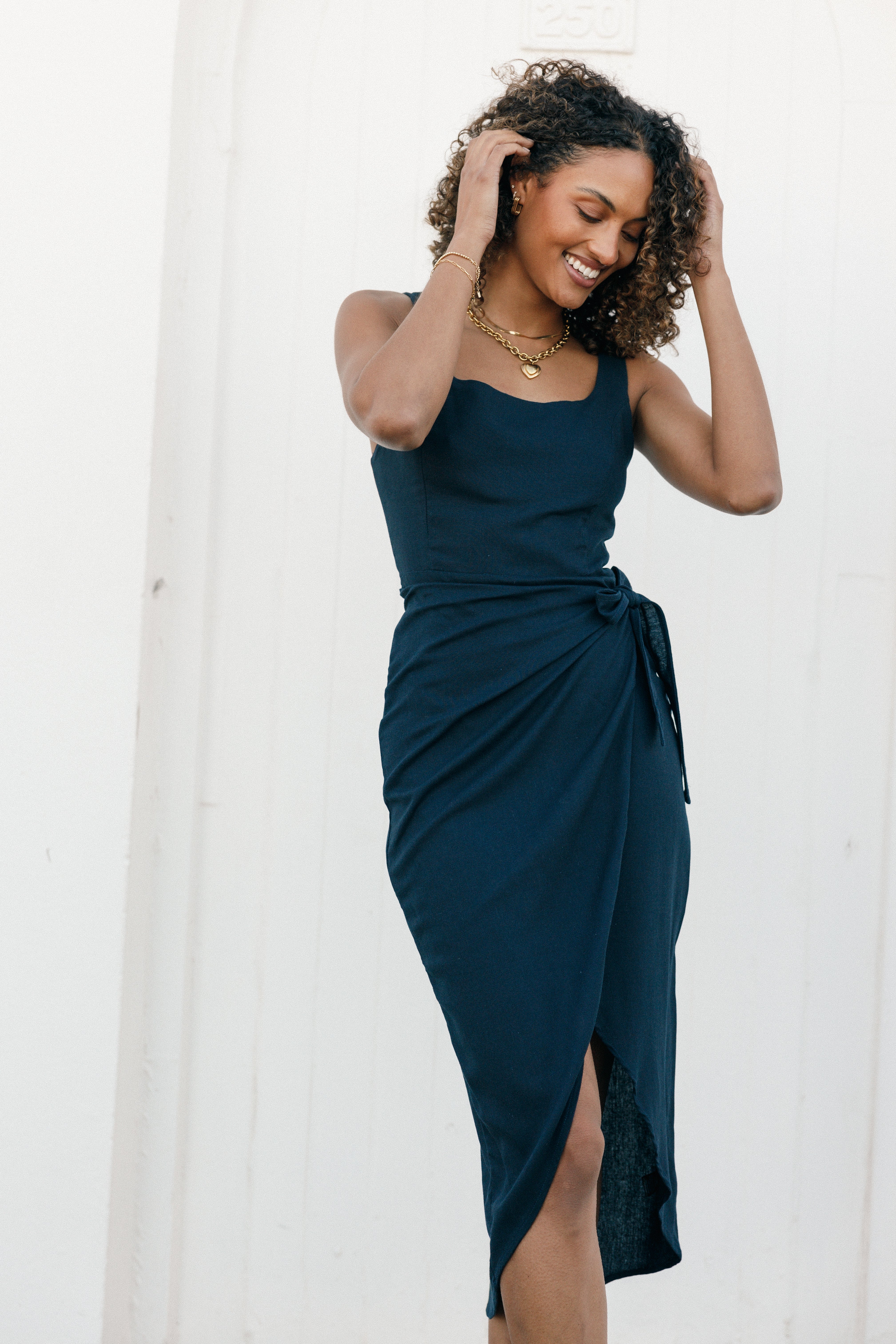 DRESSES Misty Wrap Midi Dress - Navy