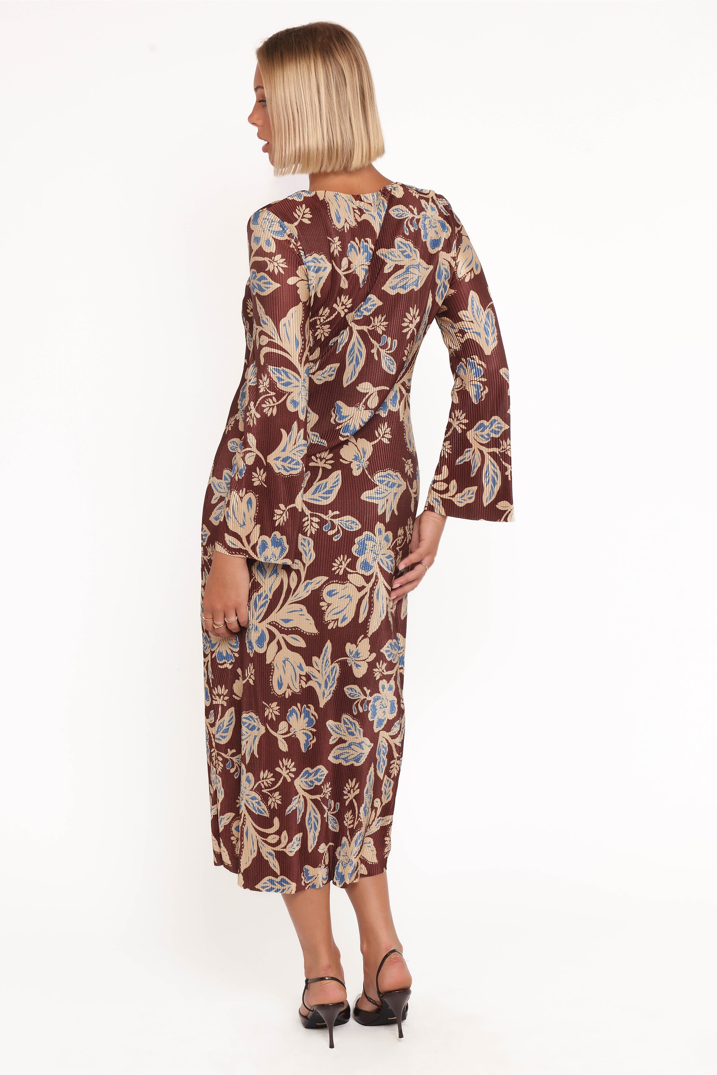 DRESSES Morena Long Sleeve Midi Dress - Brown Floral