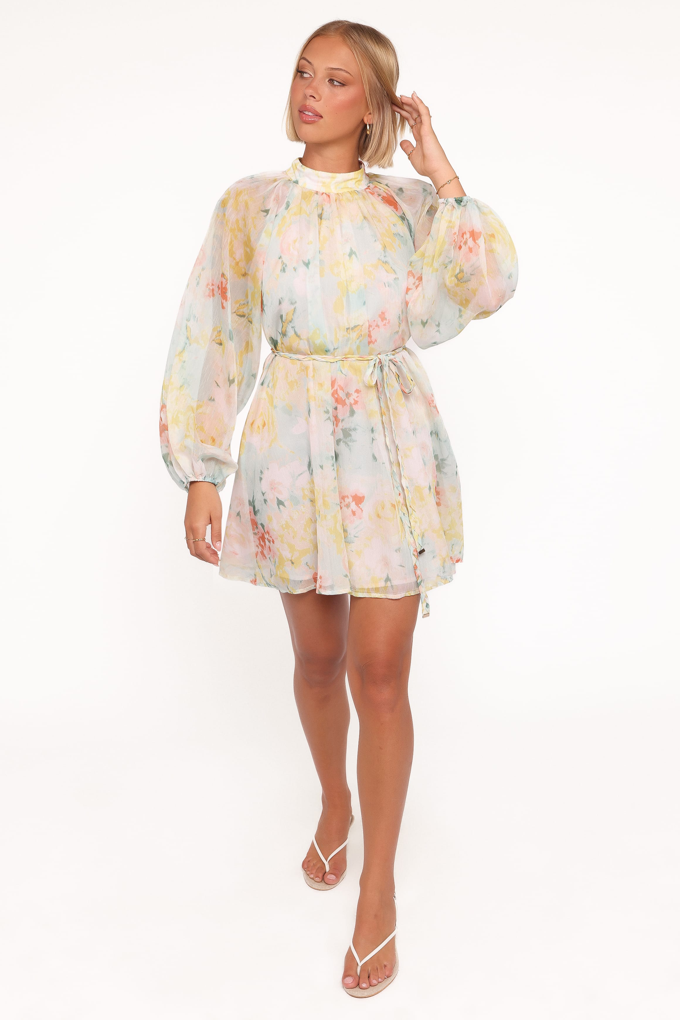 DRESSES Mosen Long Sleeve Mini Dress - Yellow Floral