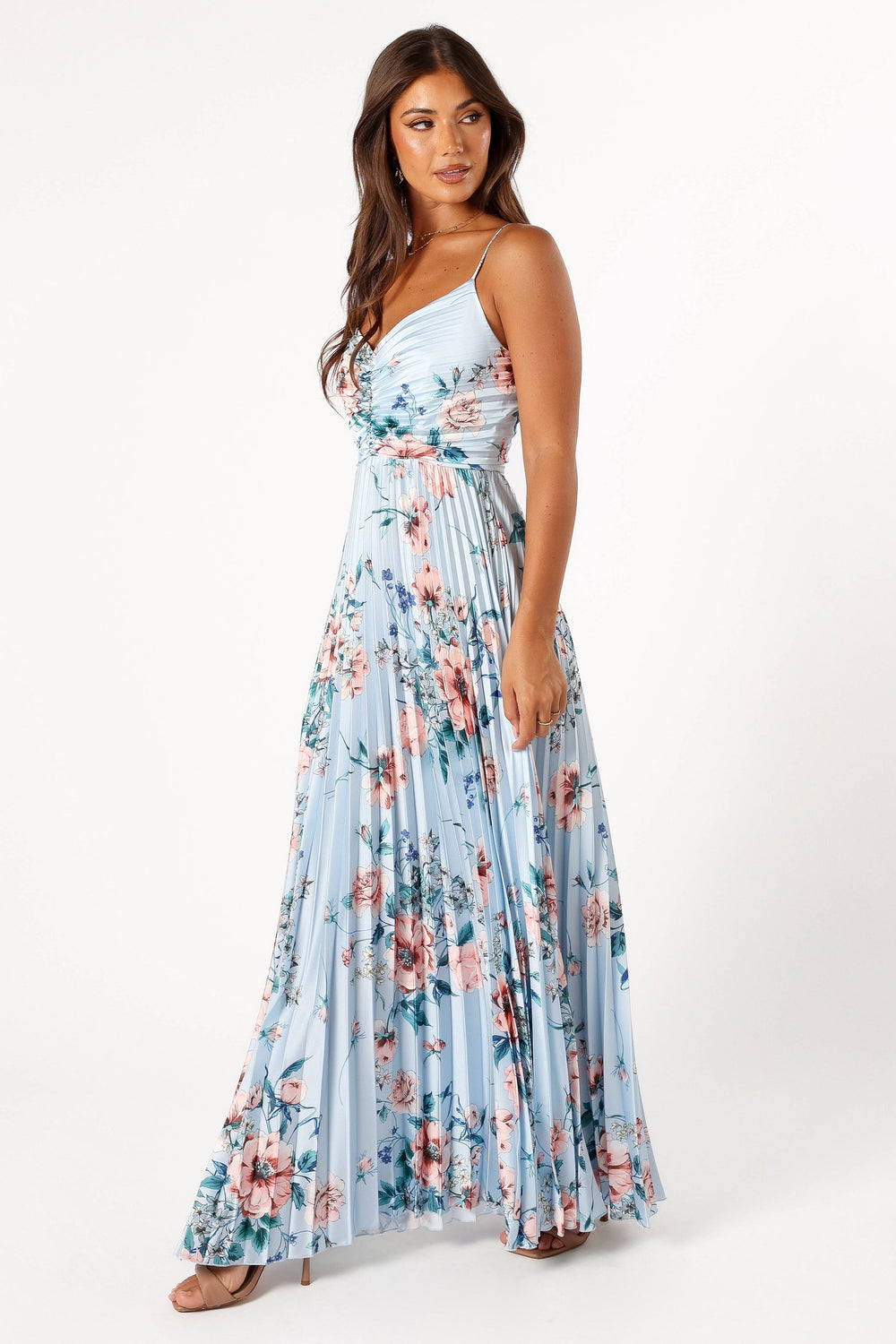 Collective Dress - Naira Pleated Maxi Dress - Blue Floral image 5
