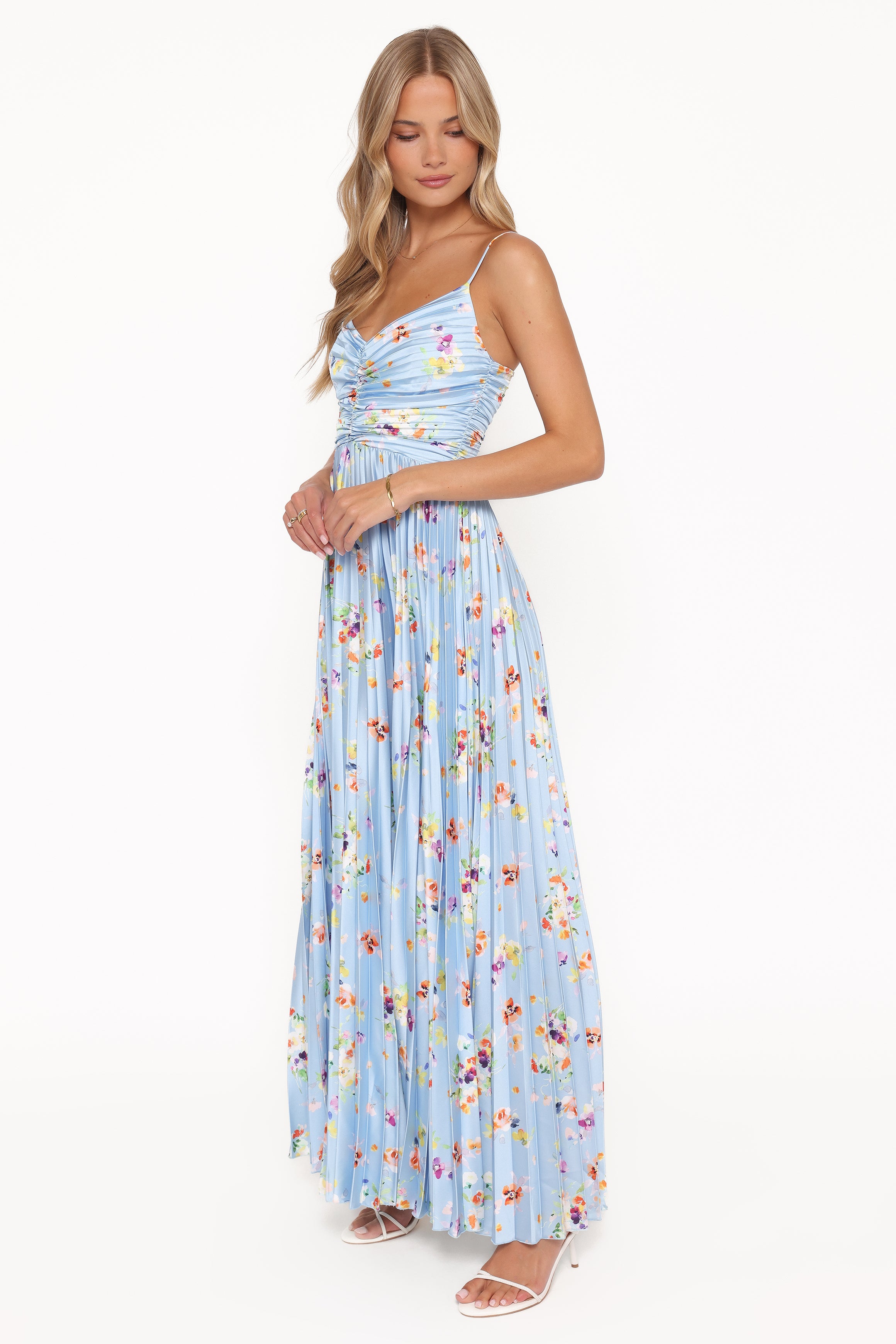 DRESSES Naira Pleated Maxi Dress - Cornflower Blue Floral