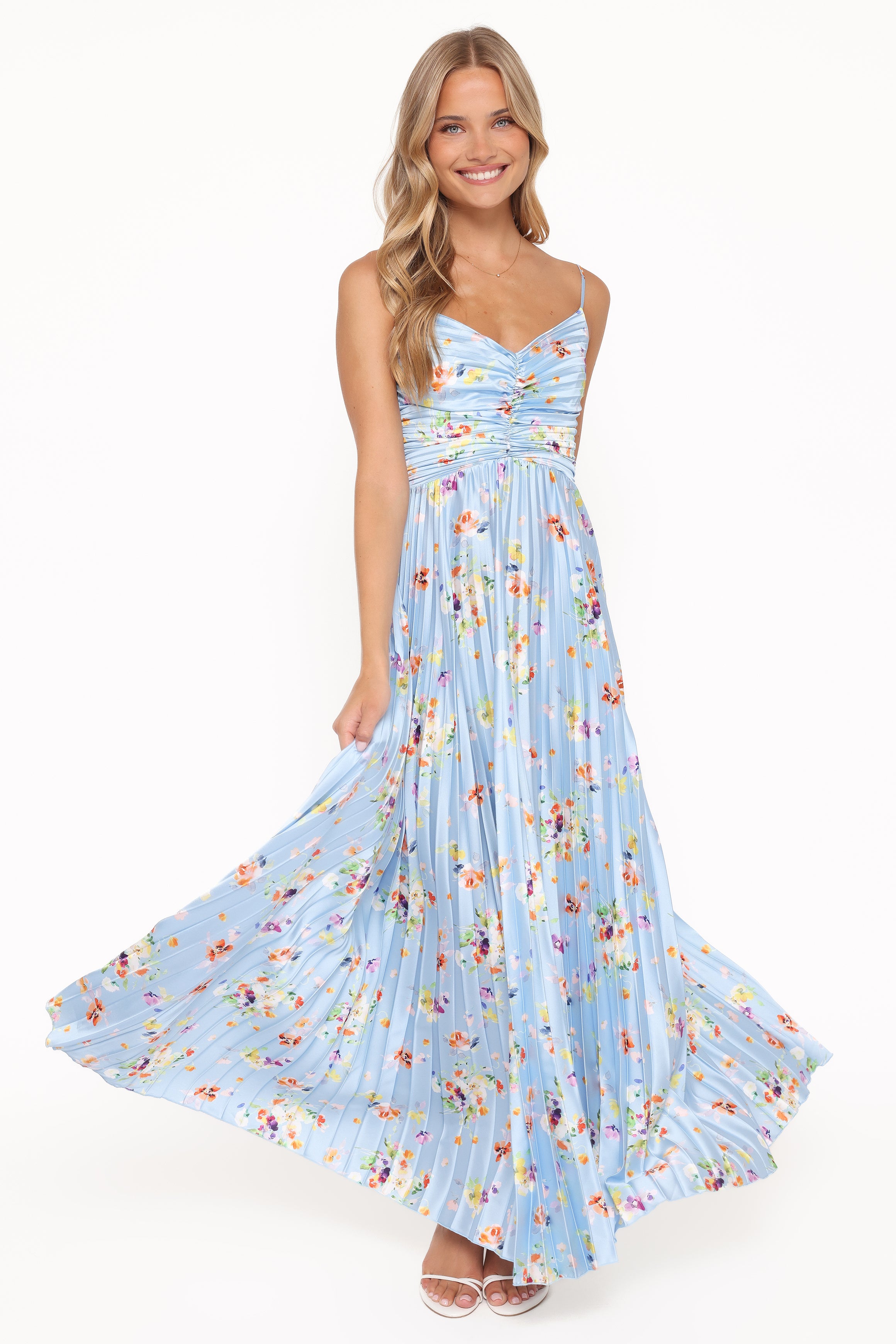 DRESSES Naira Pleated Maxi Dress - Cornflower Blue Floral