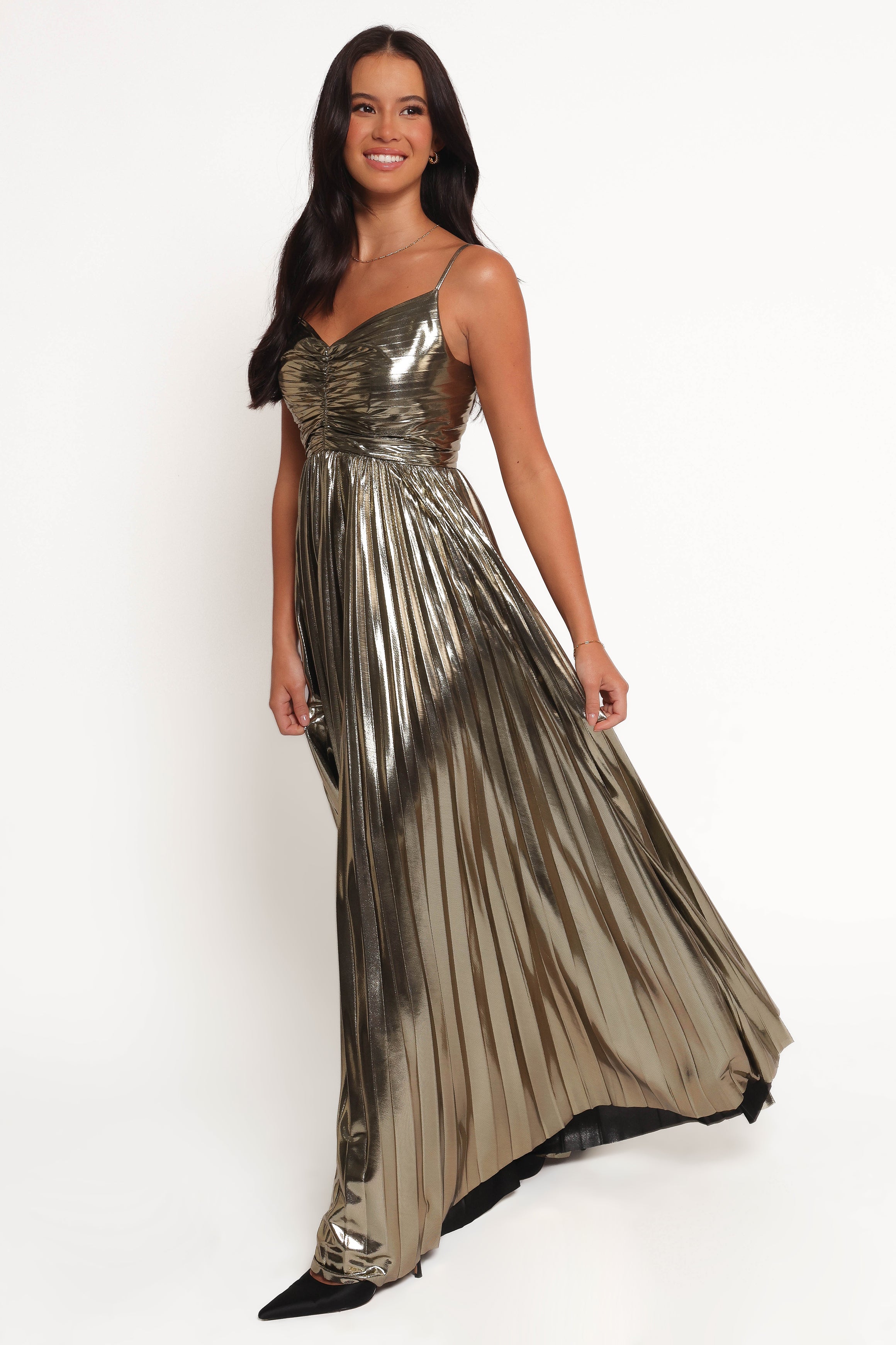 DRESSES Naira Pleated Maxi Dress - Gold