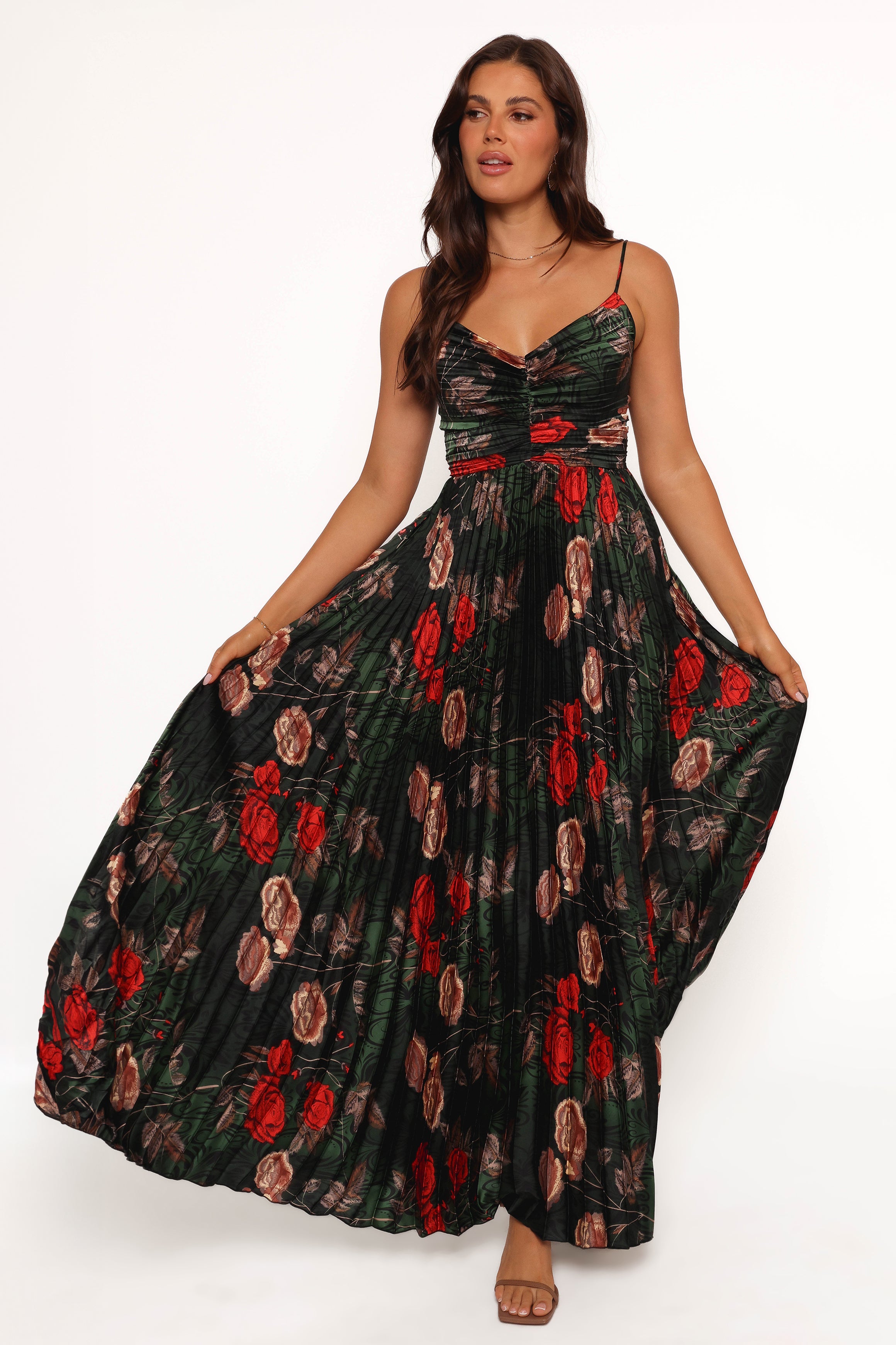 DRESSES Naira Pleated Maxi Dress - Green Floral
