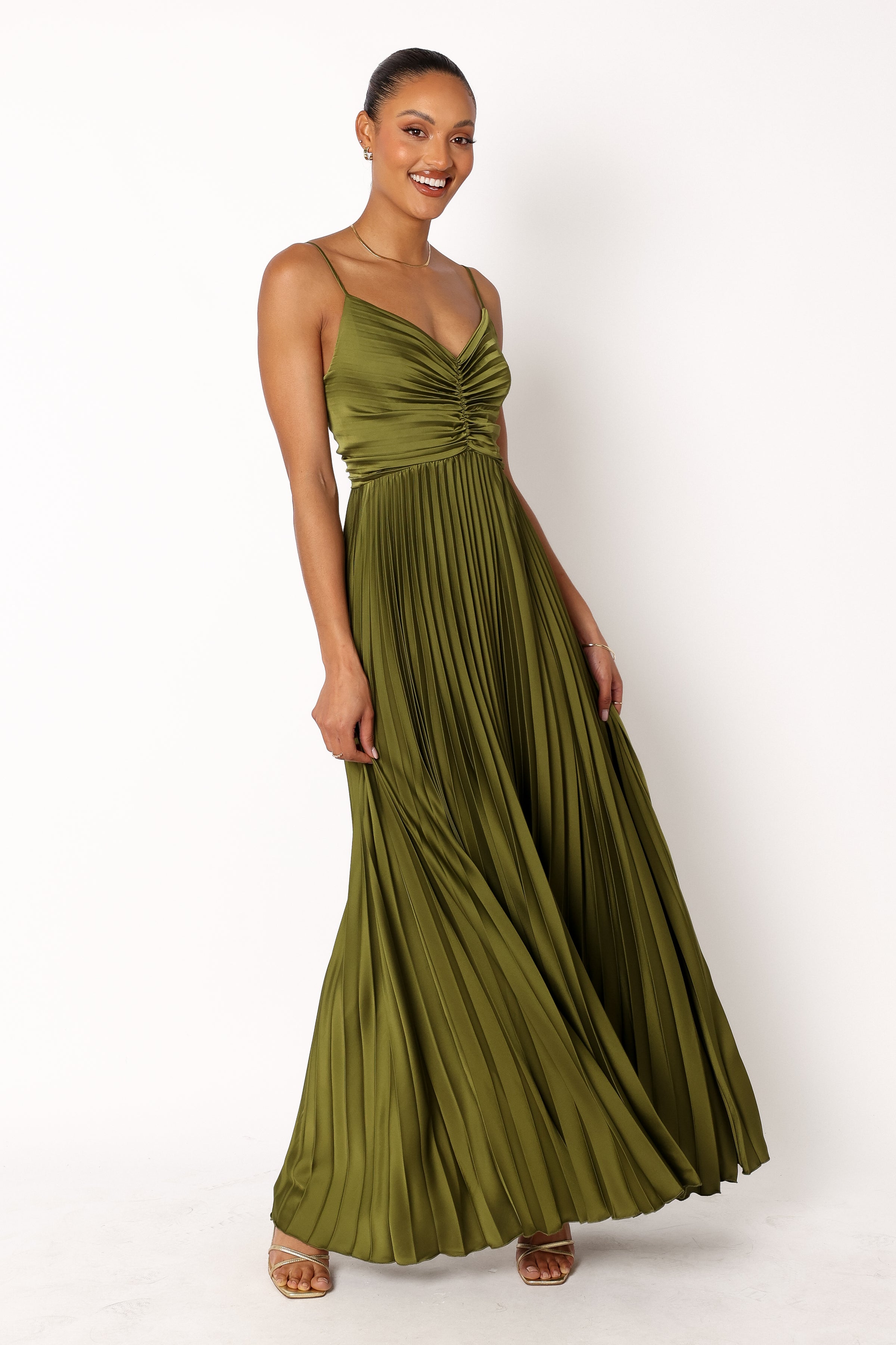 DRESSES Naira Pleated Maxi Dress - Palm Green