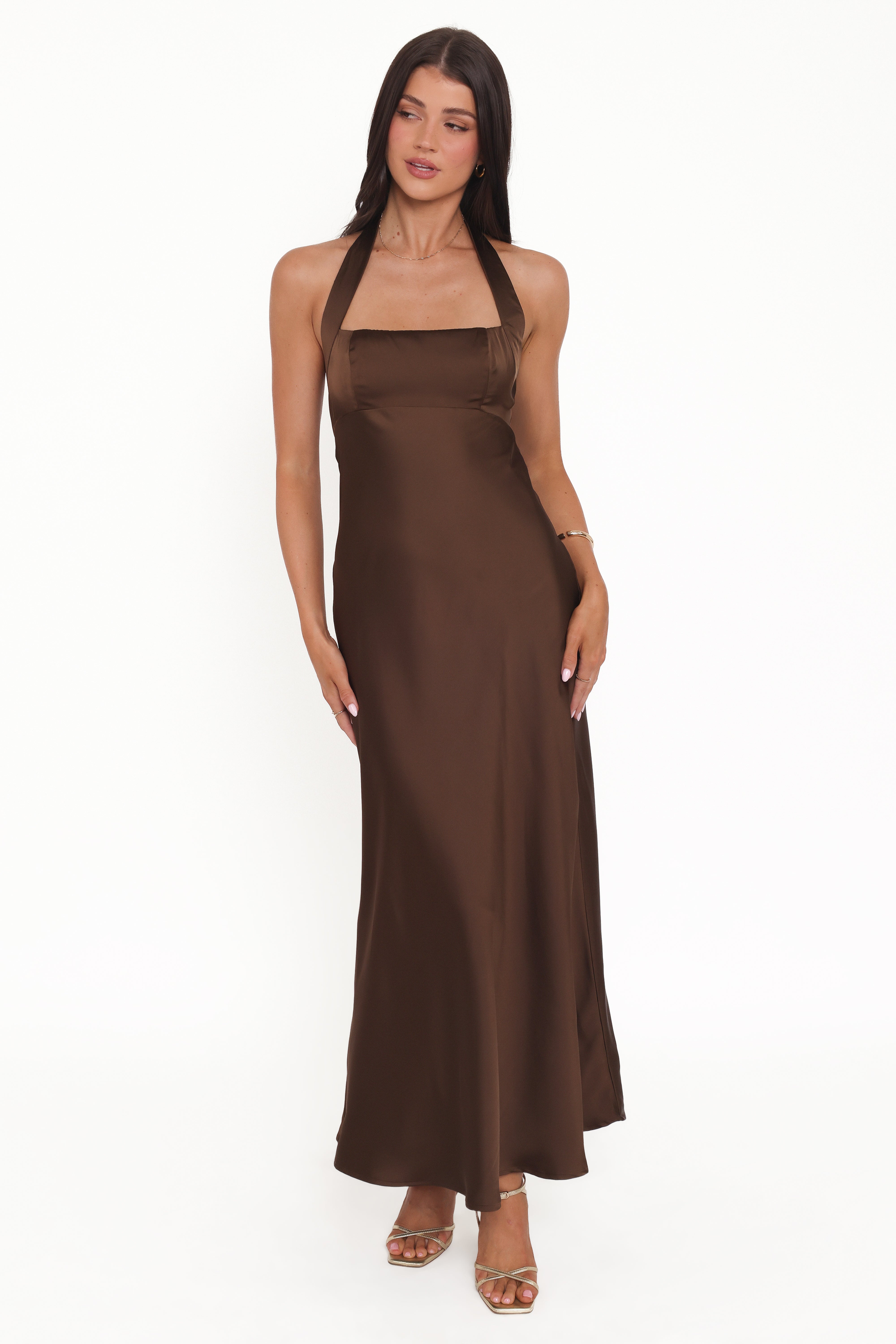 DRESSES Nakita Halterneck Maxi Dress - Brown