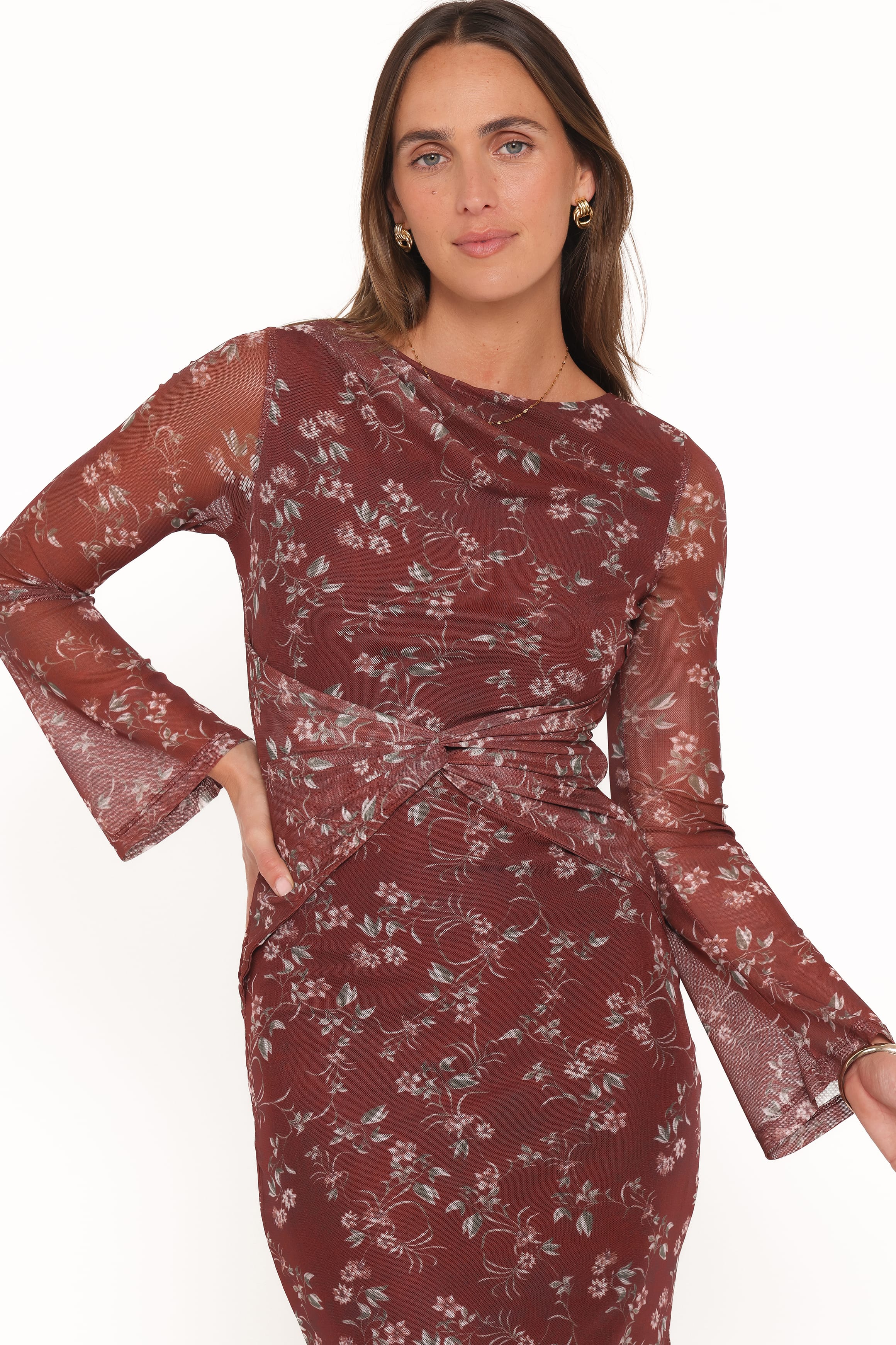 DRESSES Nash Long Sleeve Dress - Rust Floral