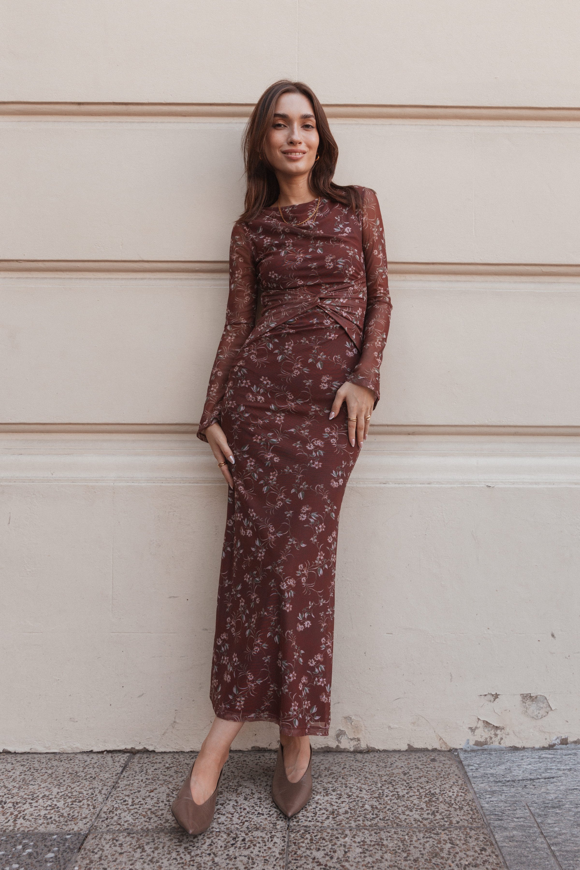 DRESSES Nash Long Sleeve Dress - Rust Floral