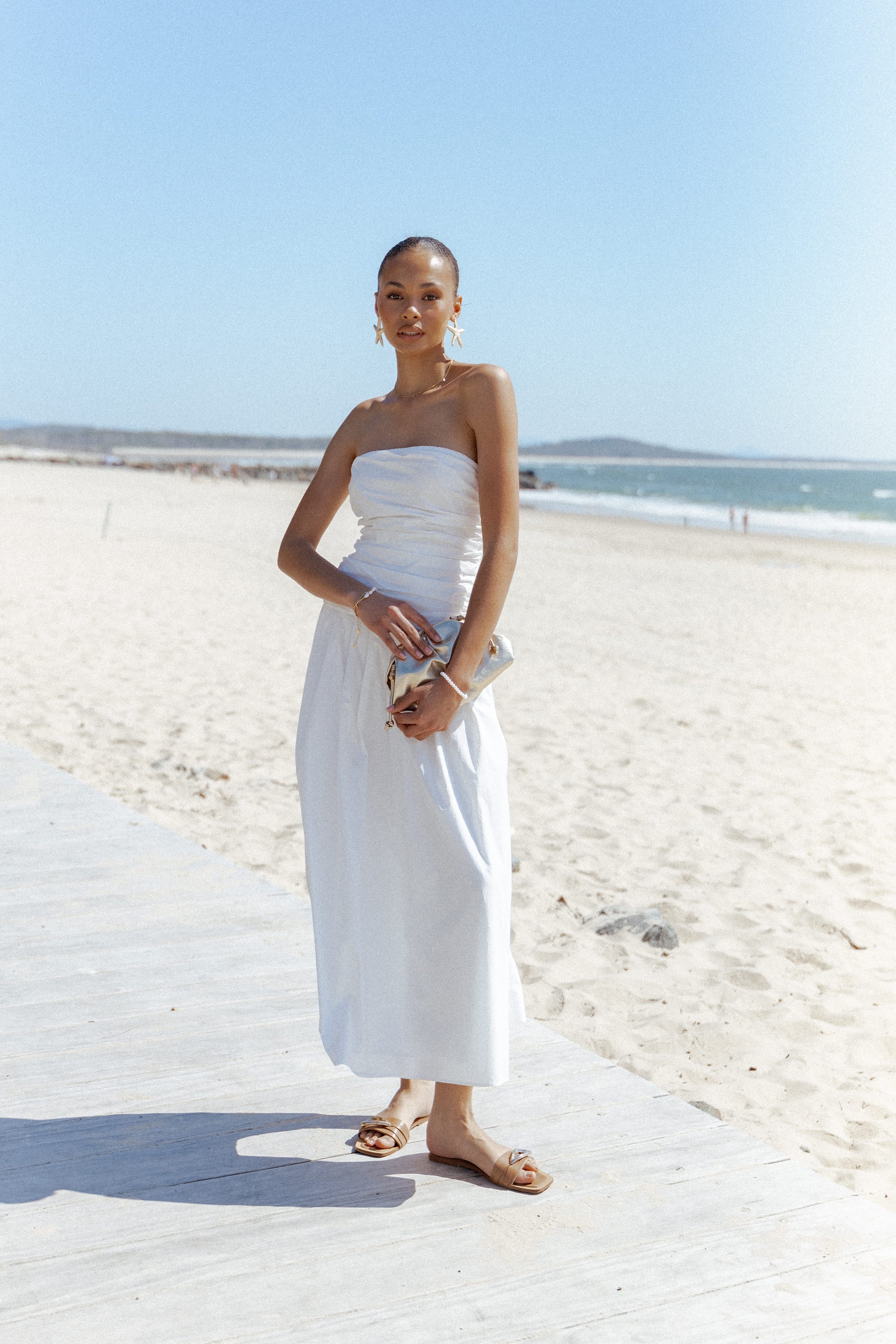 DRESSES Nell Strapless Maxi Dress - White