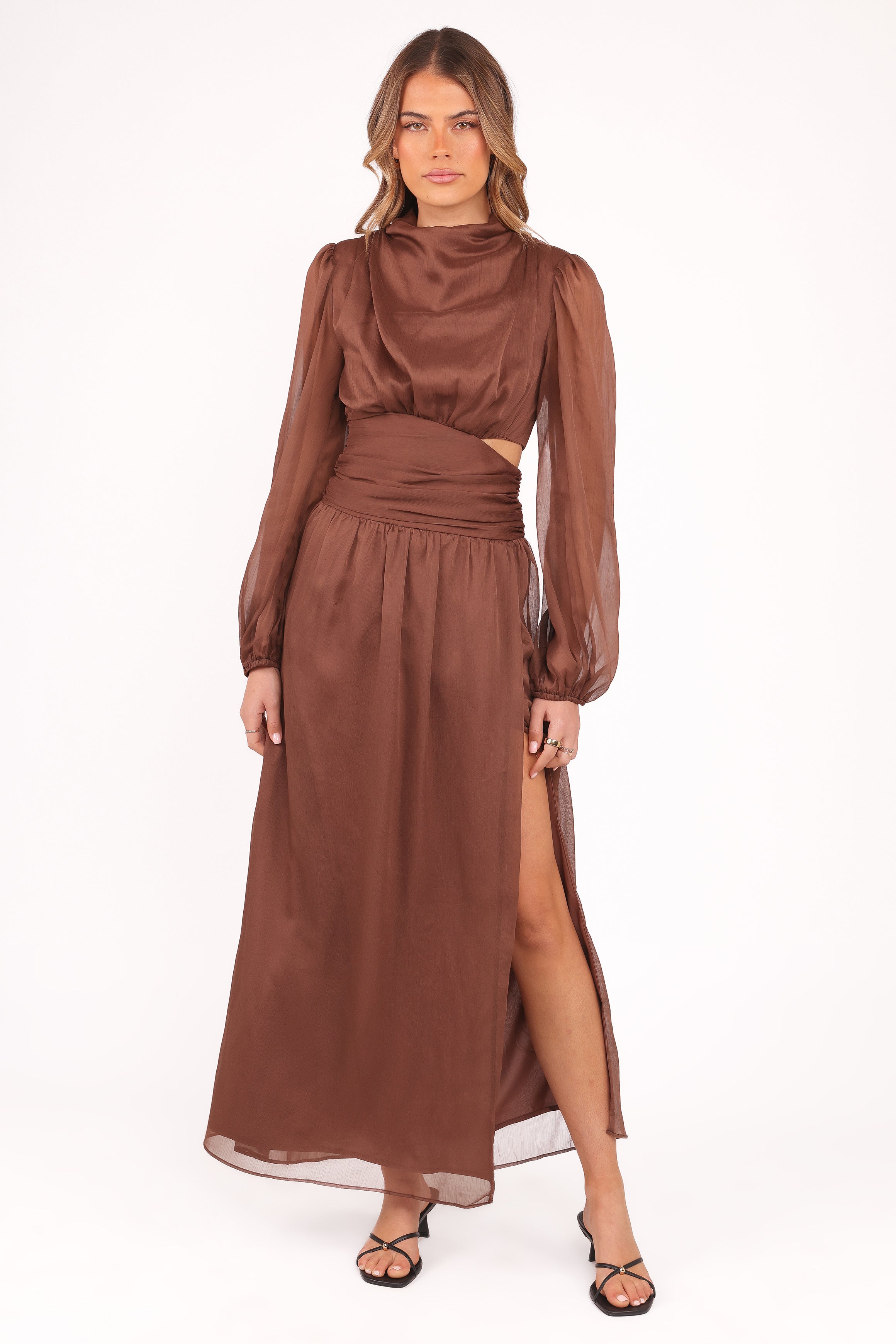 DRESSES Neveah Long Sleeve Maxi Dress - Chocolate