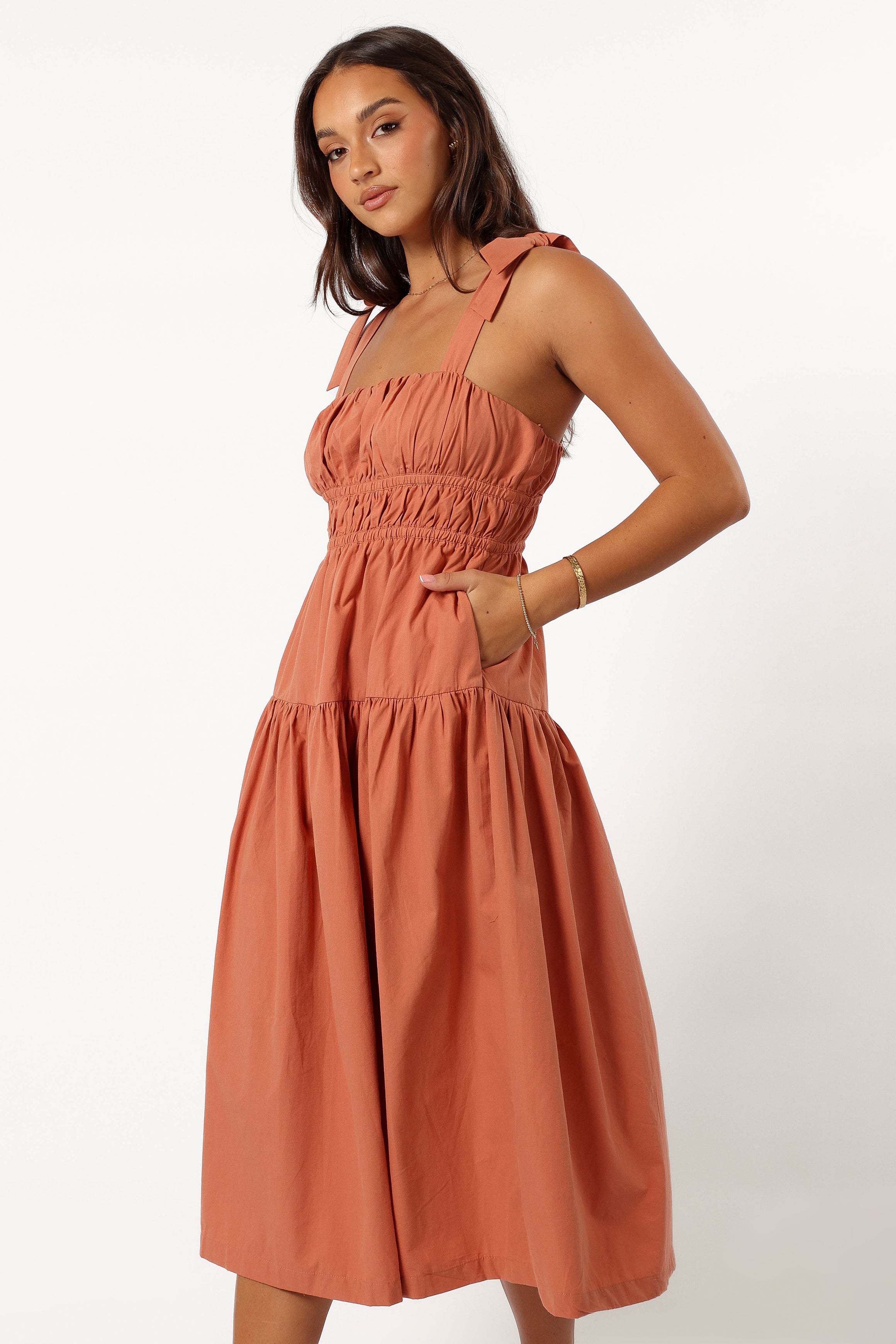 DRESSES @Ninah Midi Dress - Terracotta