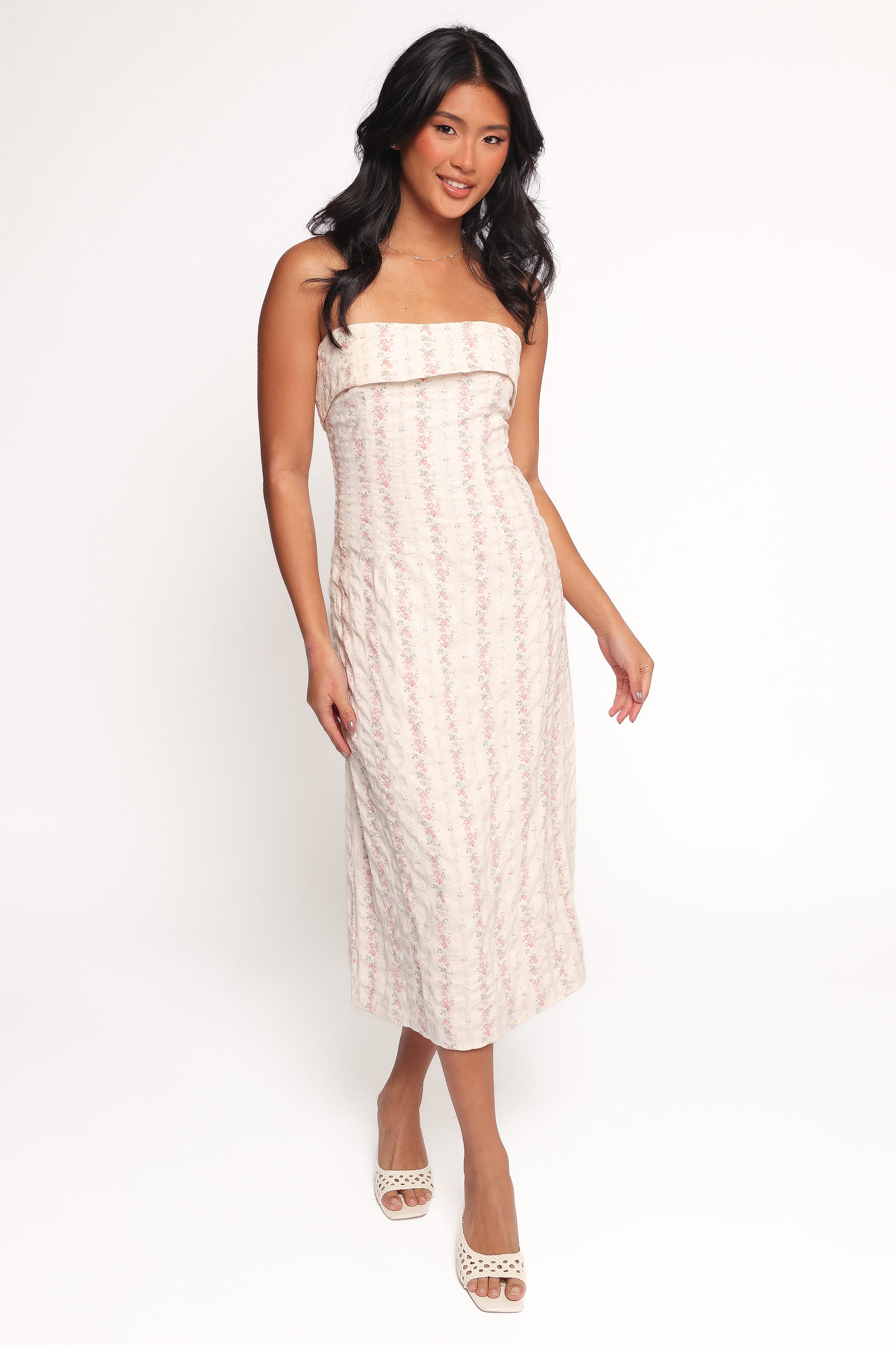DRESSES Norma Strapless Midi Dress - Pink Floral