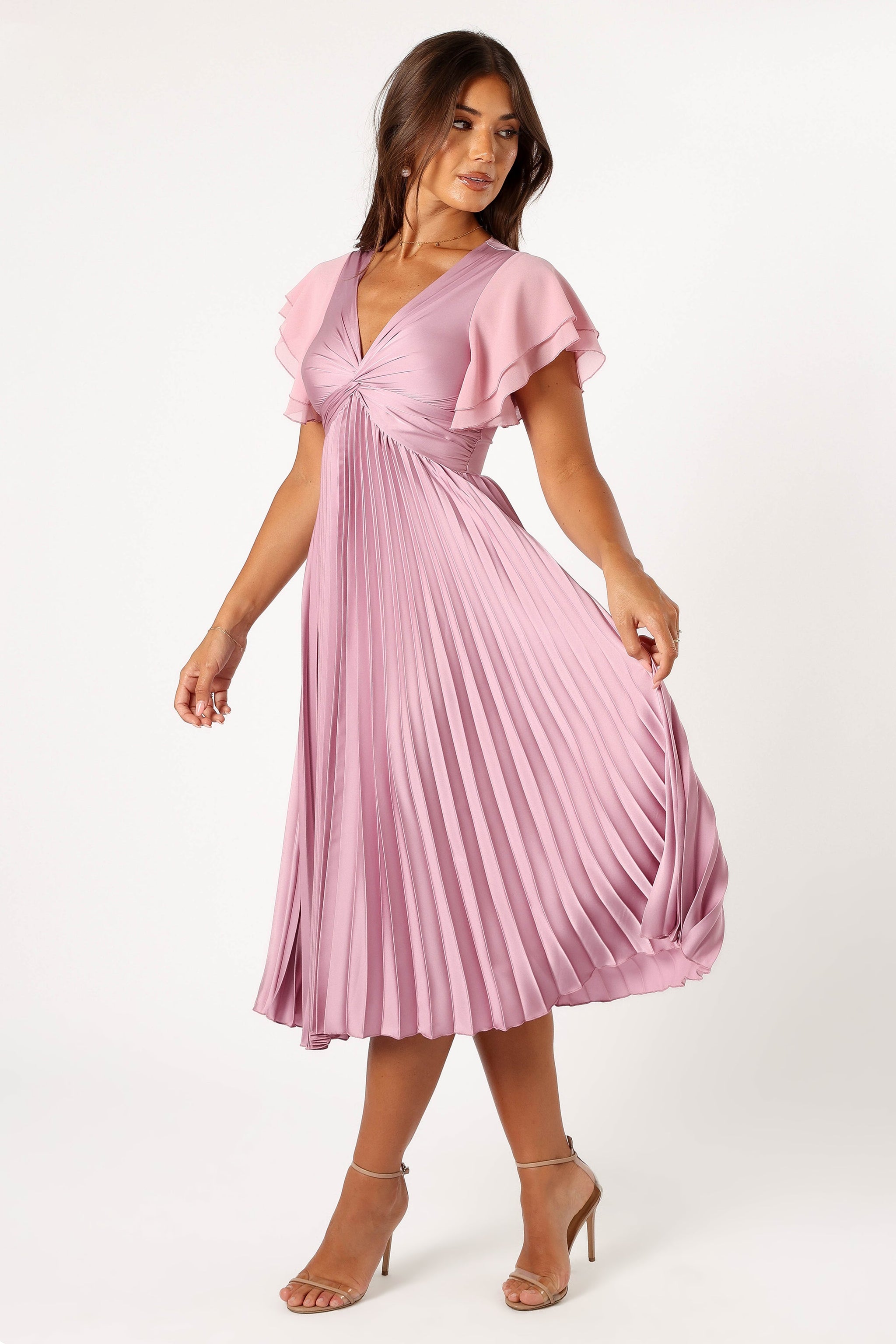 Flutter Tiered Midi Dress Dusty Lavender main image 0