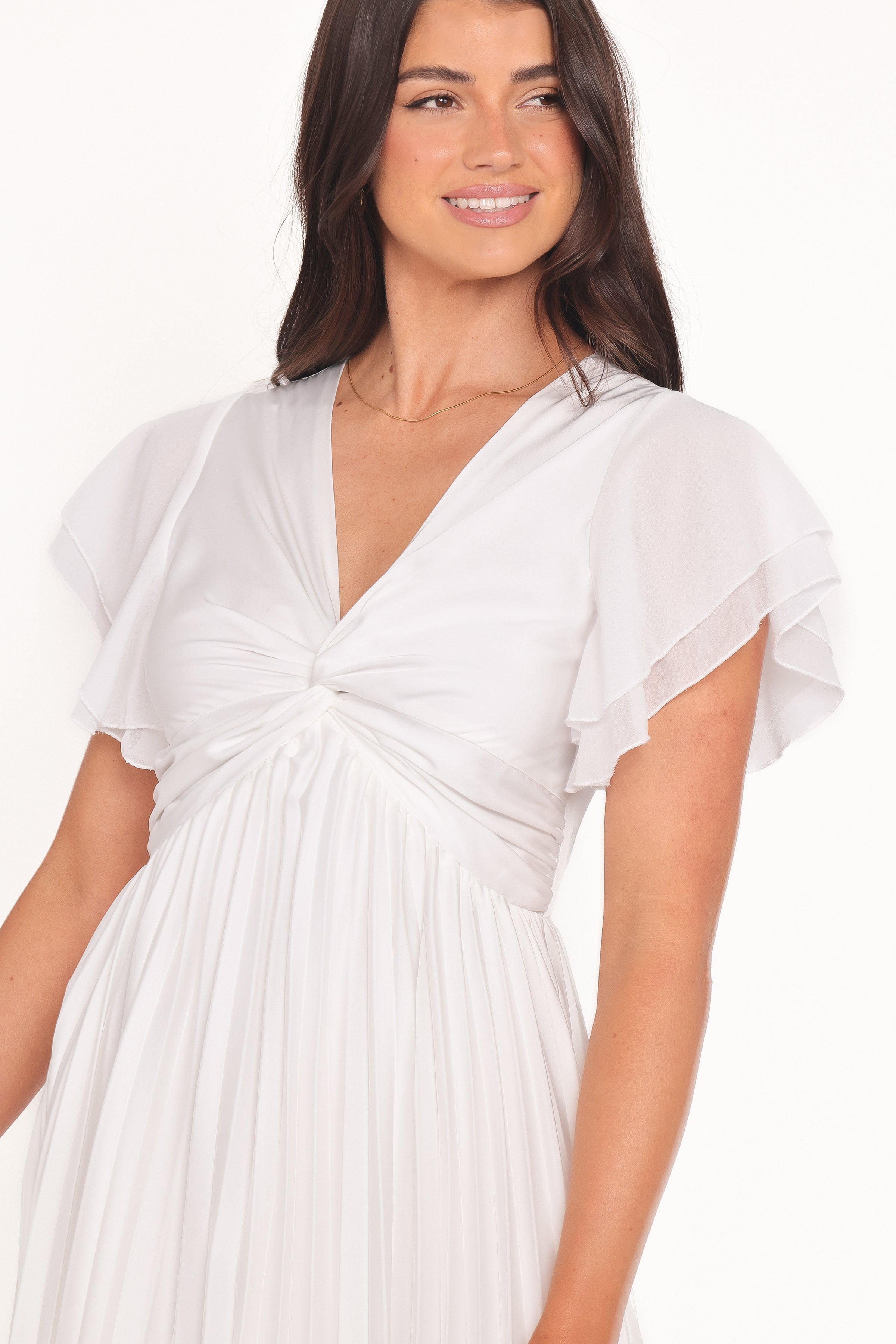 DRESSES Nova Flutter Sleeve Midi Dress - White