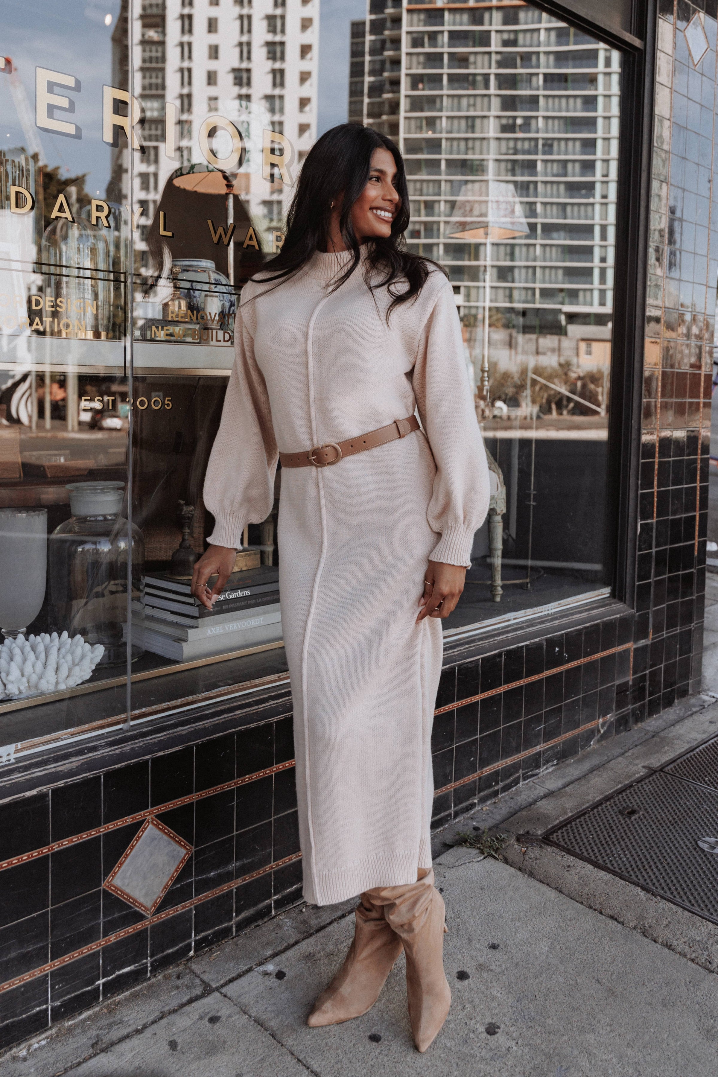 DRESSES Odile Knit Midi Dress - Tan