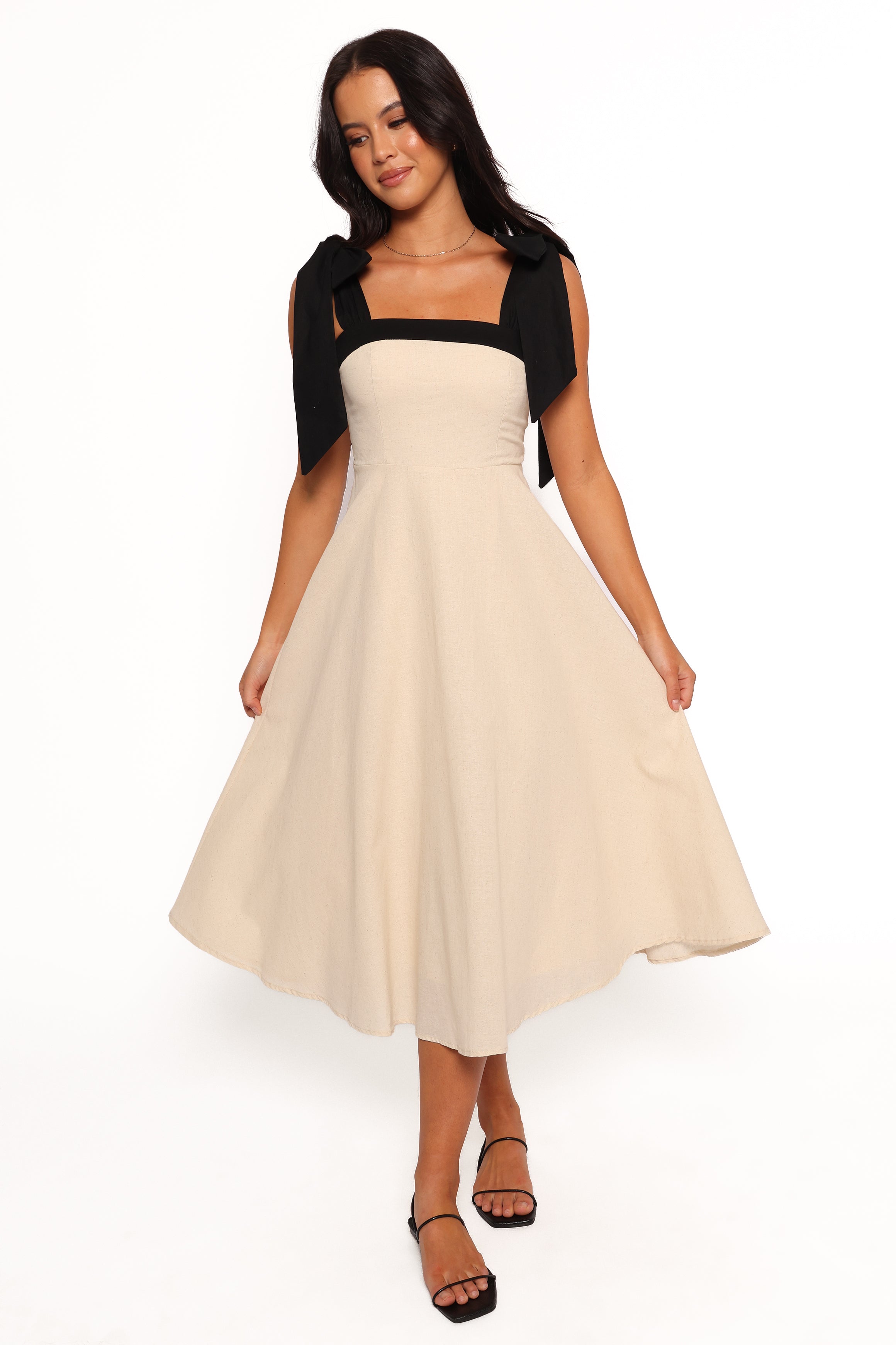 DRESSES Olinda Midi Dress - Oatmeal Black