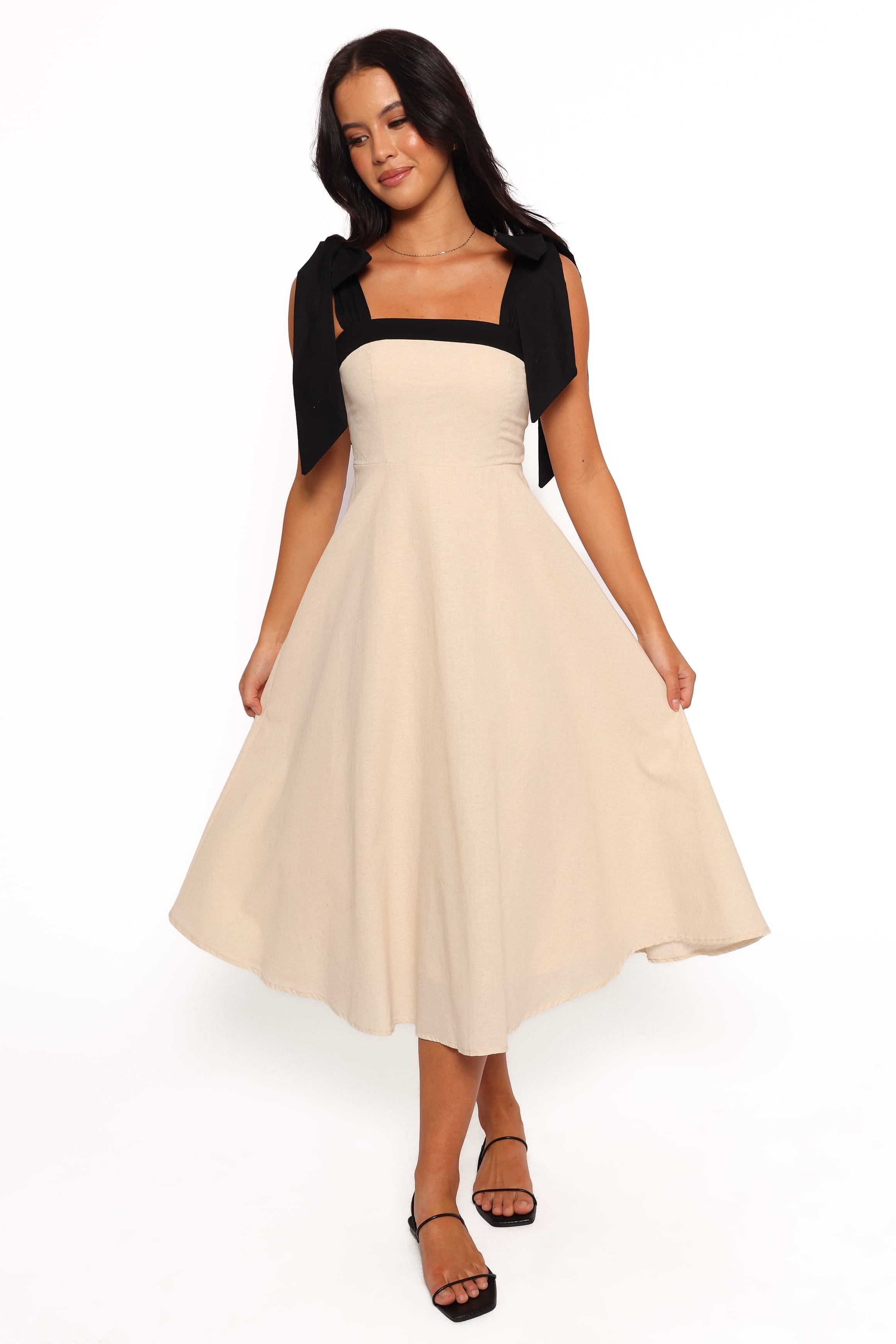 DRESSES Olinda Midi Dress - Oatmeal Black