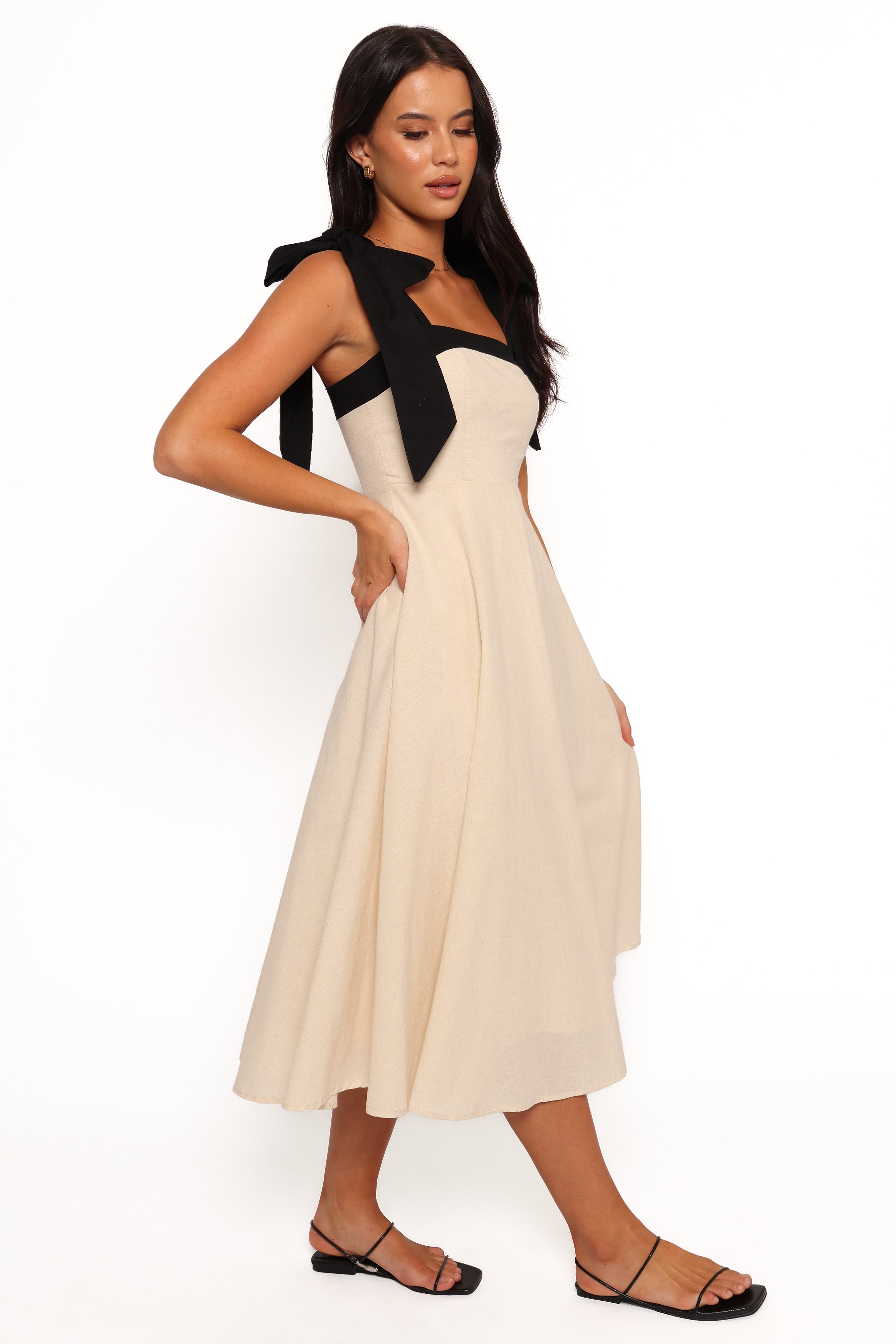 DRESSES Olinda Midi Dress - Oatmeal Black