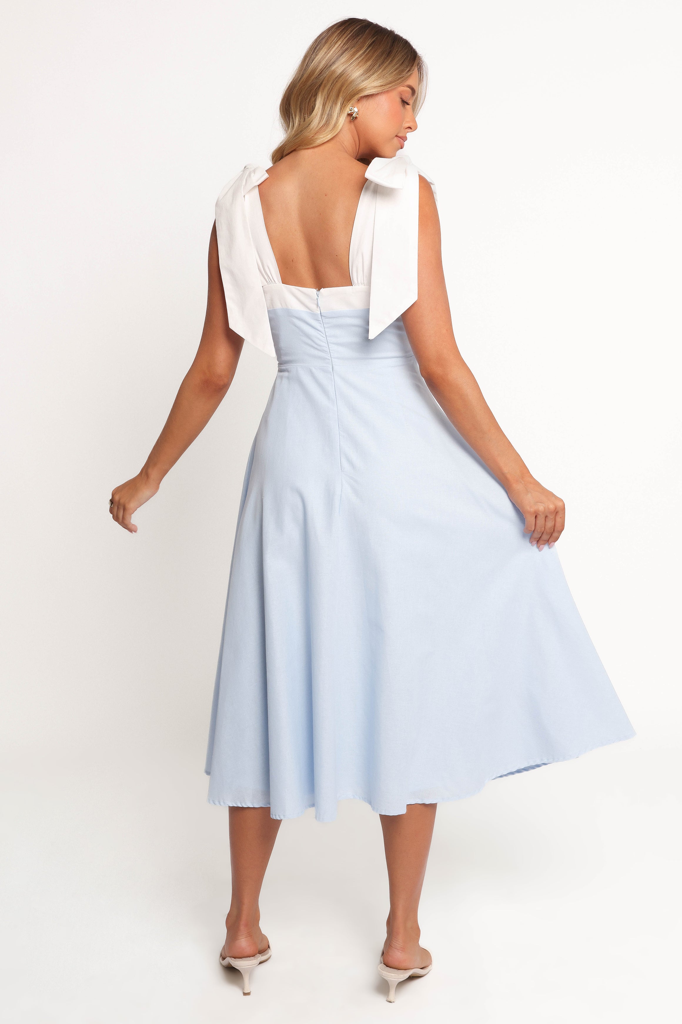 DRESSES Olinda Midi Dress - Pale Blue/White