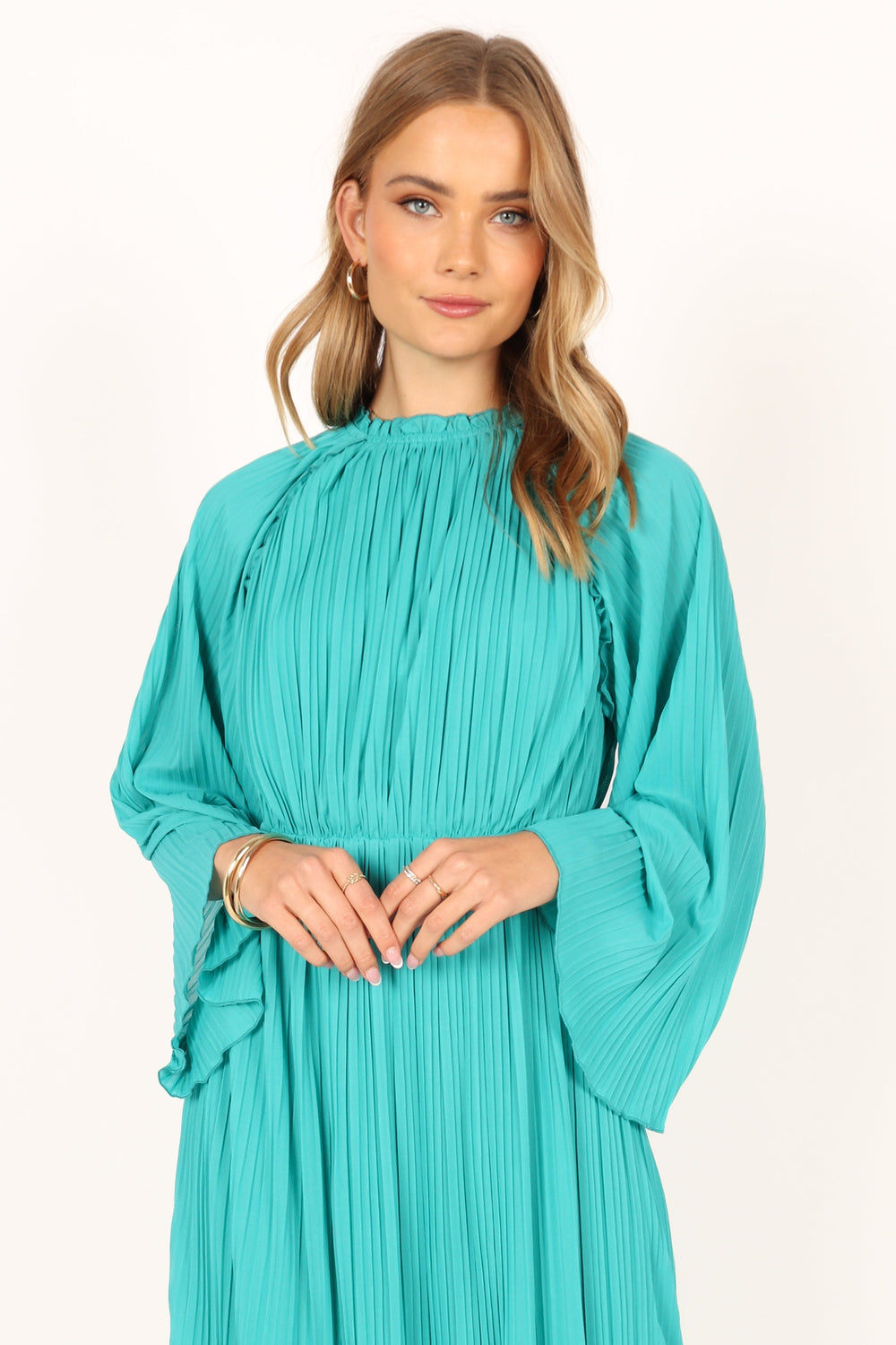 Olivia Long Sleeve Midi Dress - Teal - View 5 | Shop Formal Dress