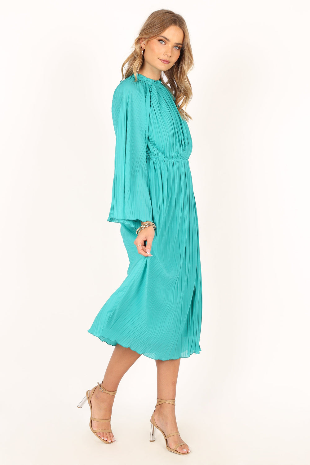Olivia Long Sleeve Midi Dress - Teal - View 4 | Shop Formal Dress