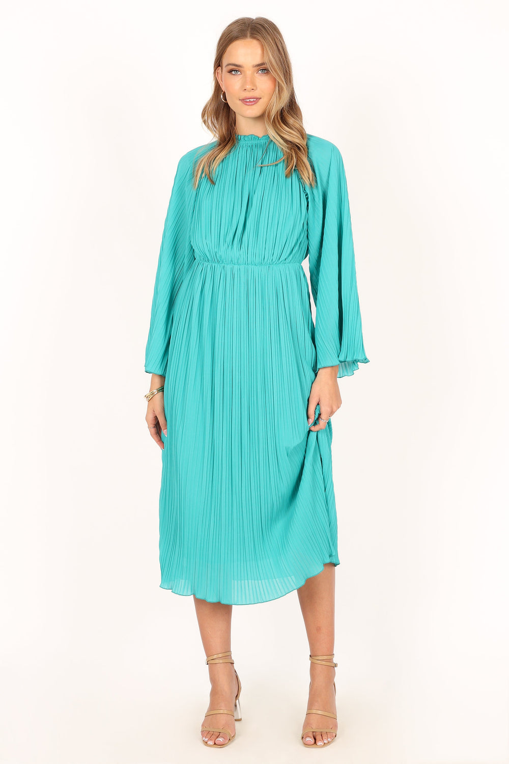 Olivia Long Sleeve Midi Dress - Teal - View 3 | Shop Formal Dress