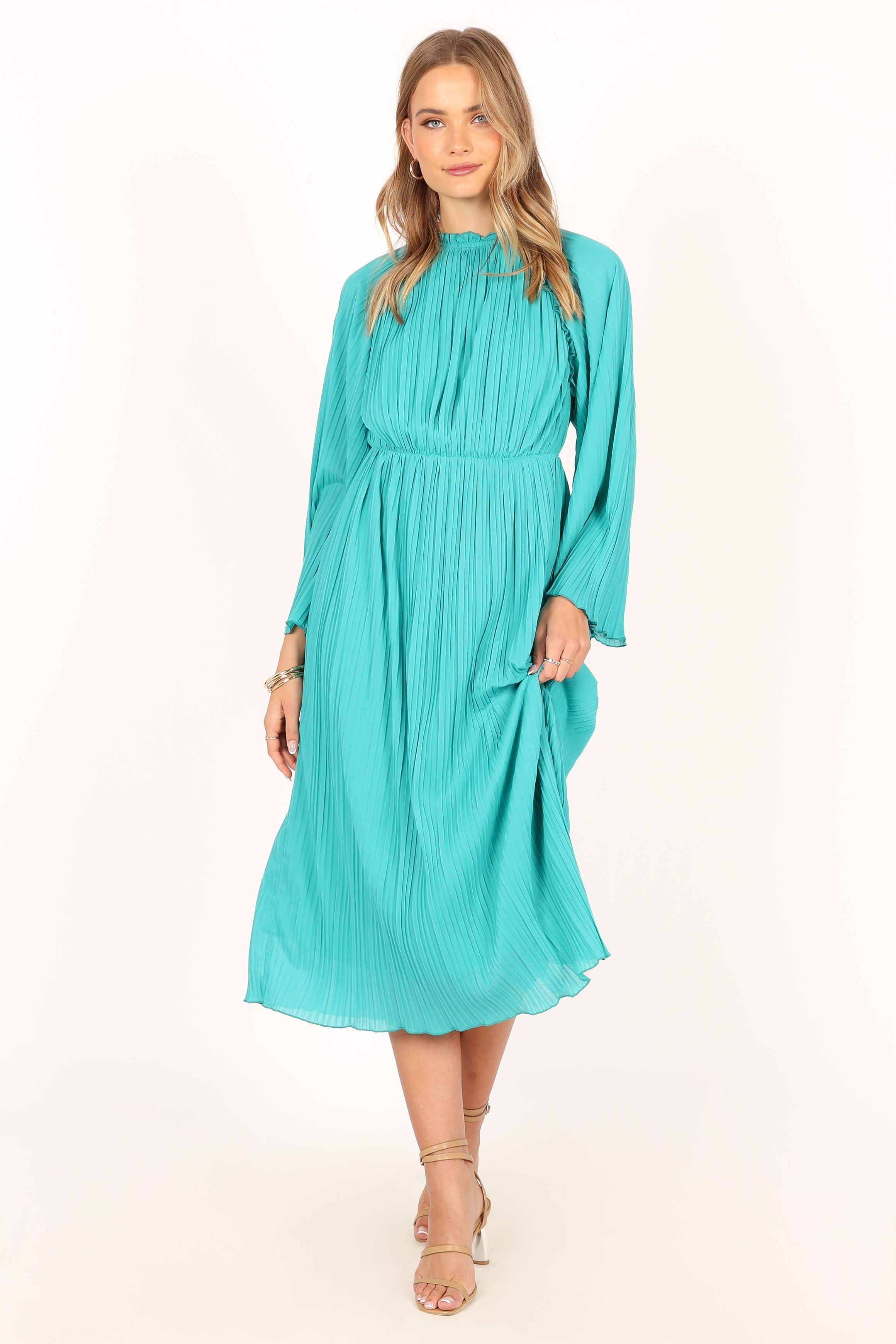 DRESSES @Olivia Long Sleeve Midi Dress - Teal