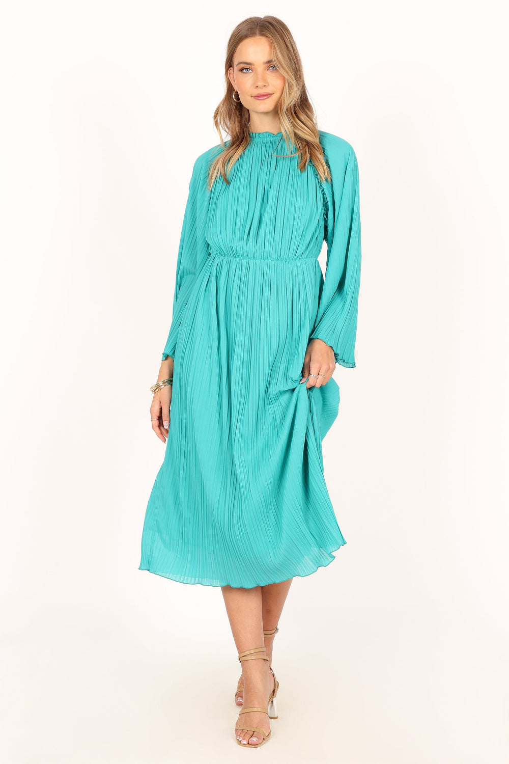 Olivia Long Sleeve Midi Dress - Teal - View 6 | Shop Formal Dress