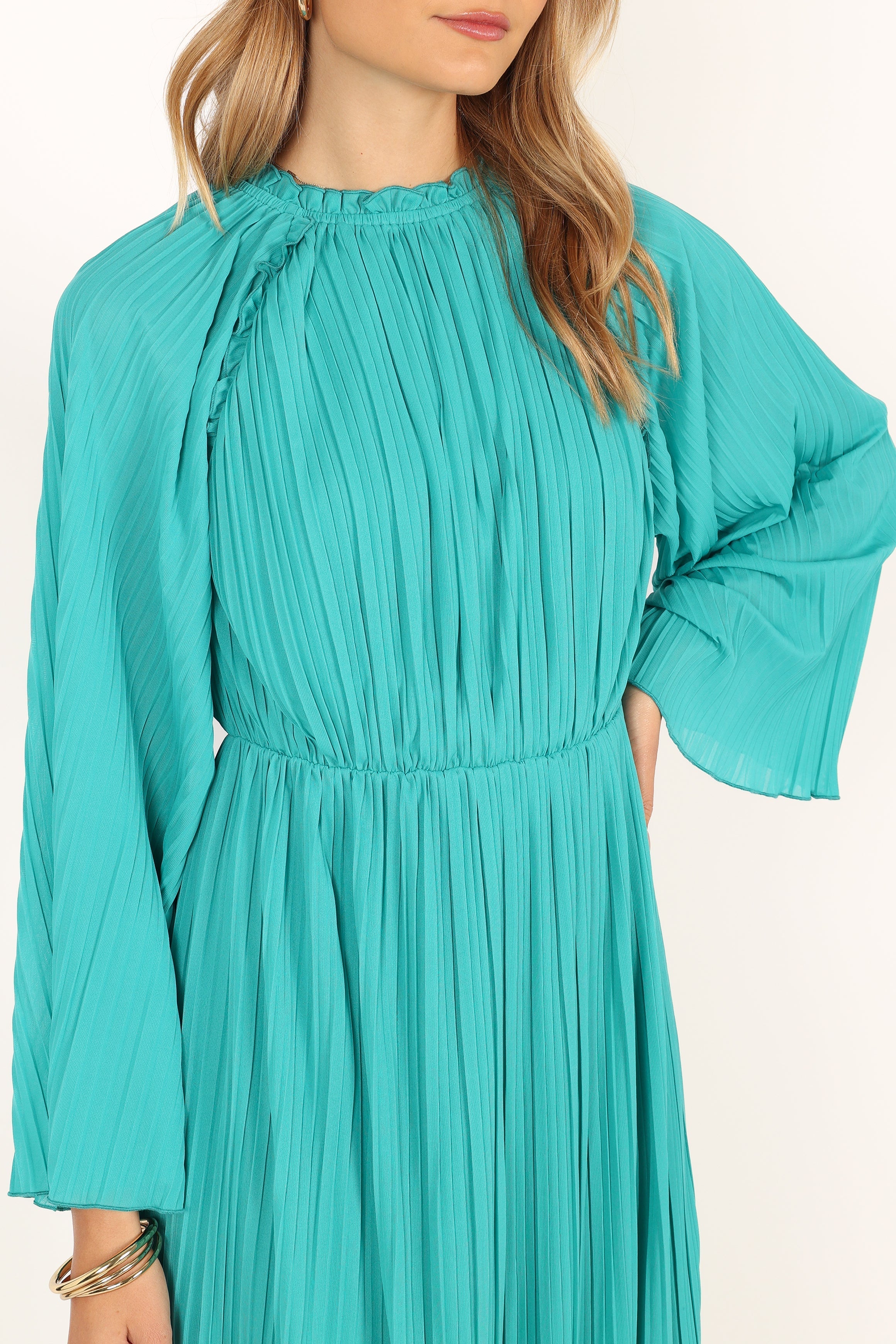 DRESSES @Olivia Long Sleeve Midi Dress - Teal