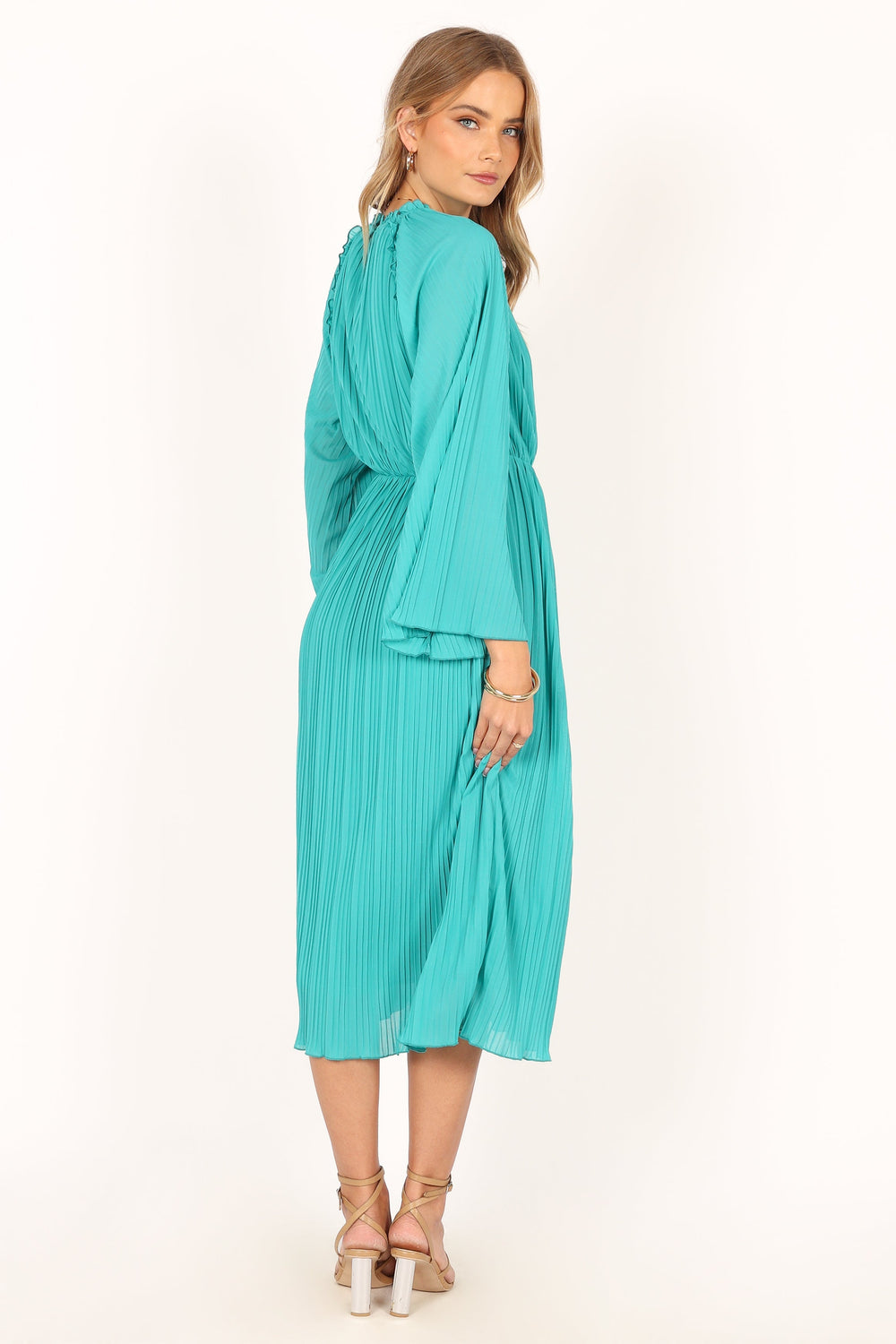Olivia Long Sleeve Midi Dress - Teal - View 1 | Shop Formal Dress