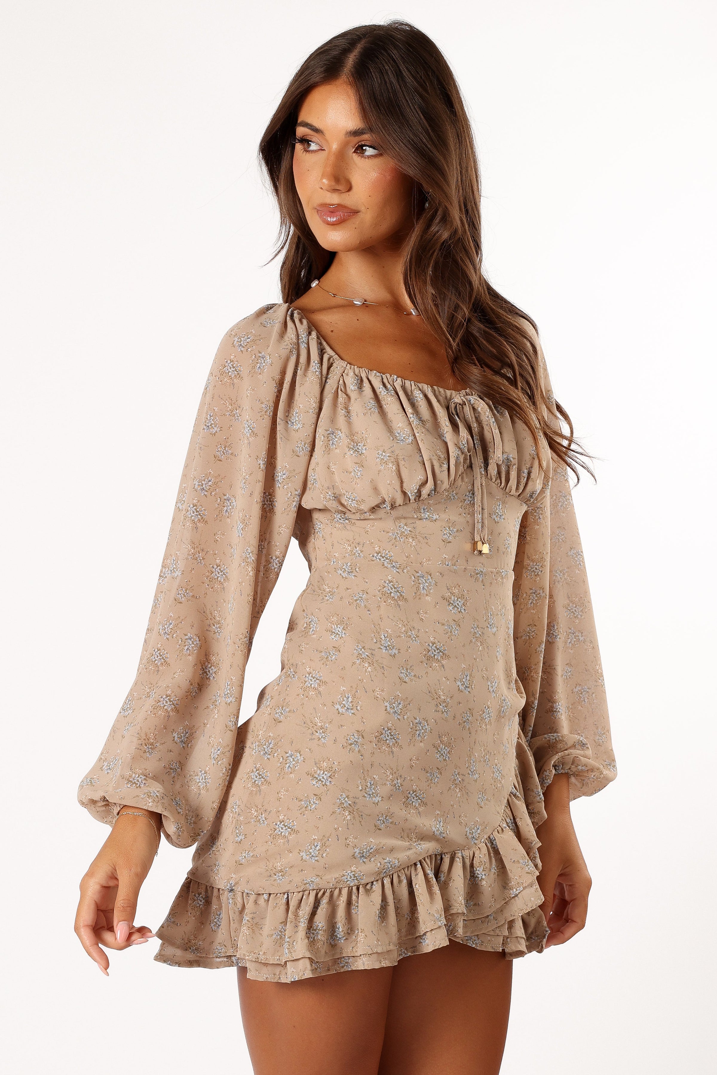 DRESSES @Ollive Long Sleeve Dress - Taupe