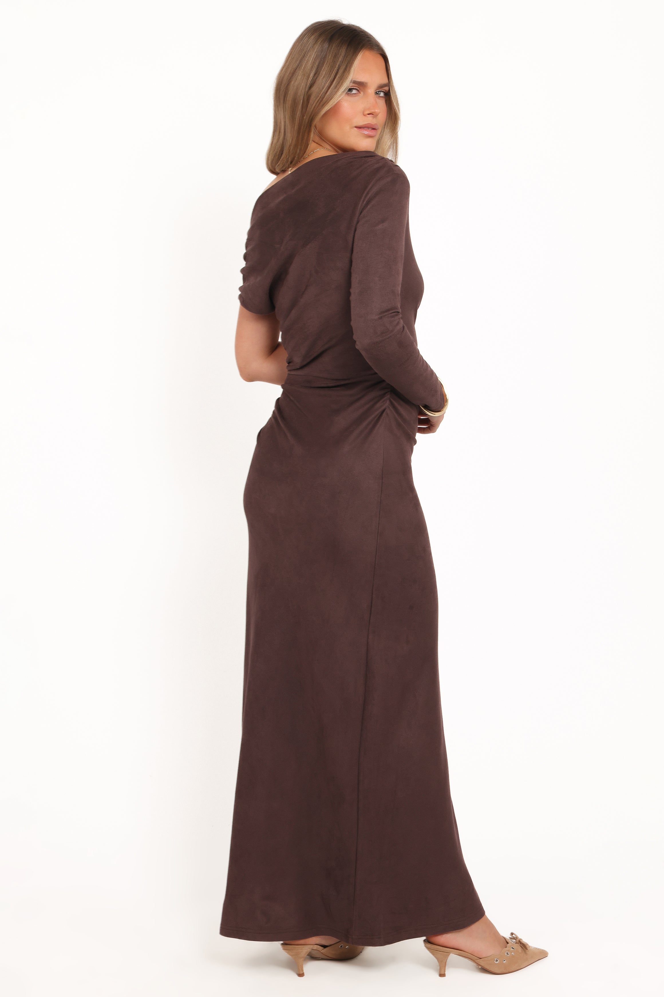 DRESSES Olympia Off Shoulder Maxi Dress - Chocolate