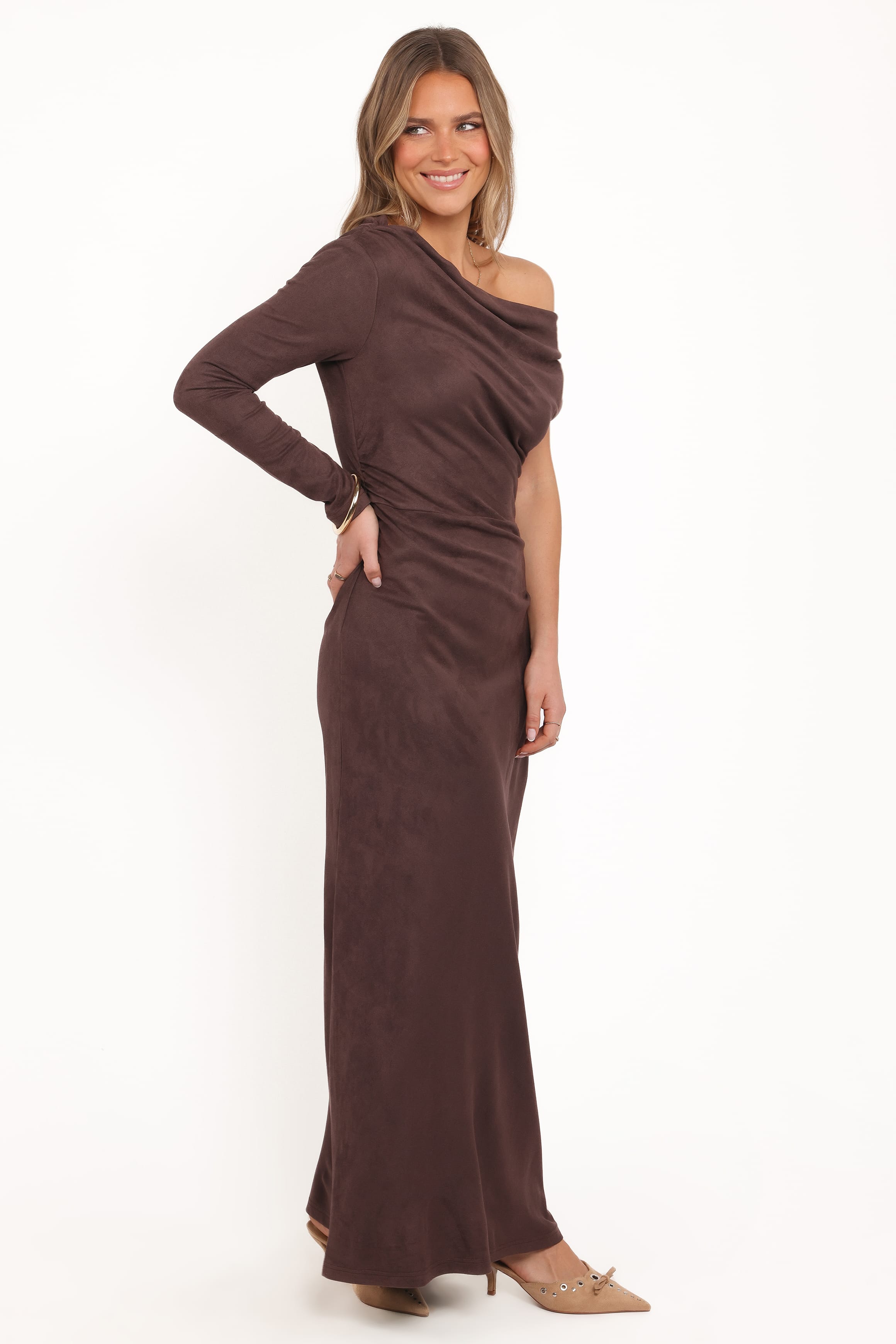 DRESSES Olympia Off Shoulder Maxi Dress - Chocolate