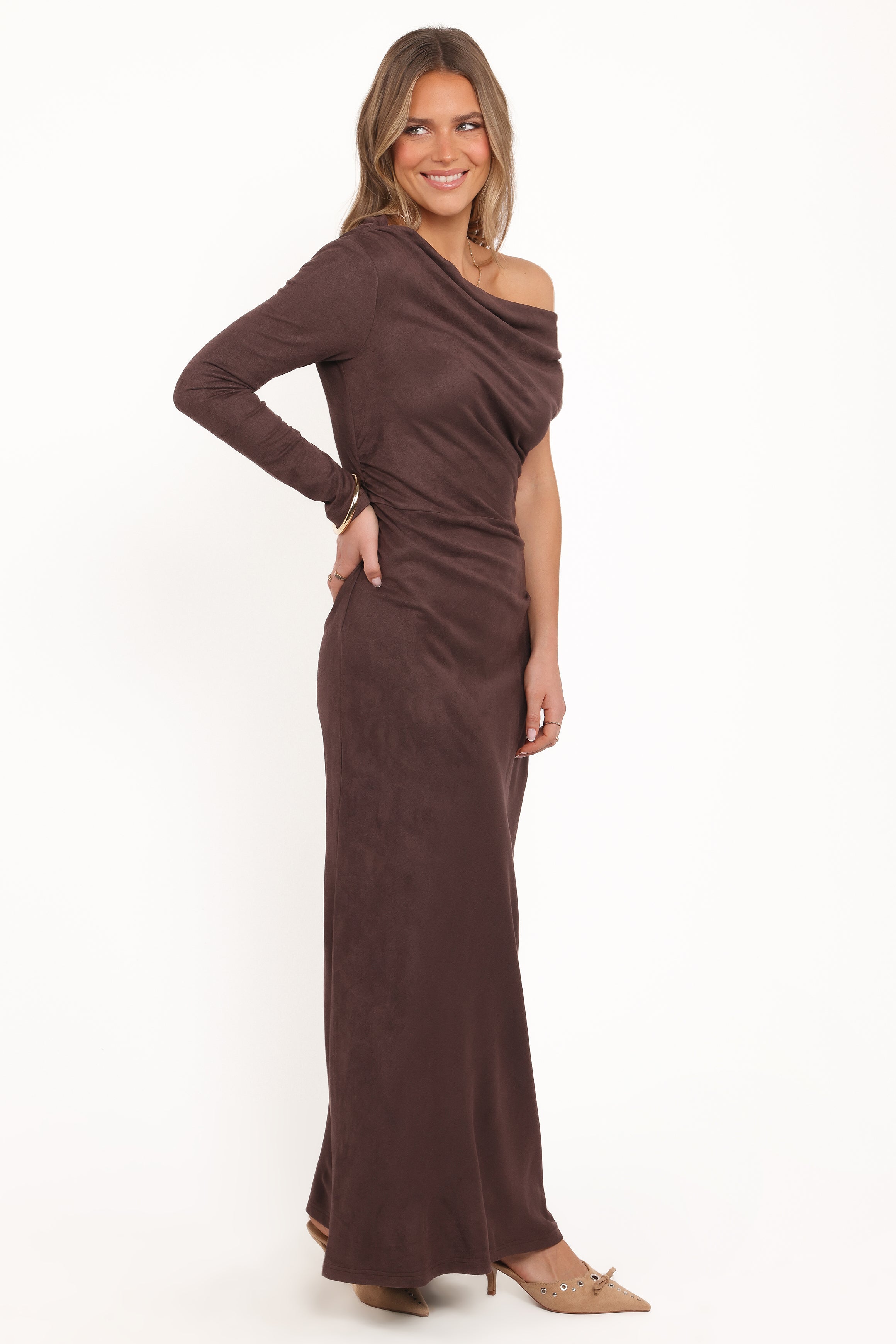 DRESSES Olympia Off Shoulder Maxi Dress - Chocolate