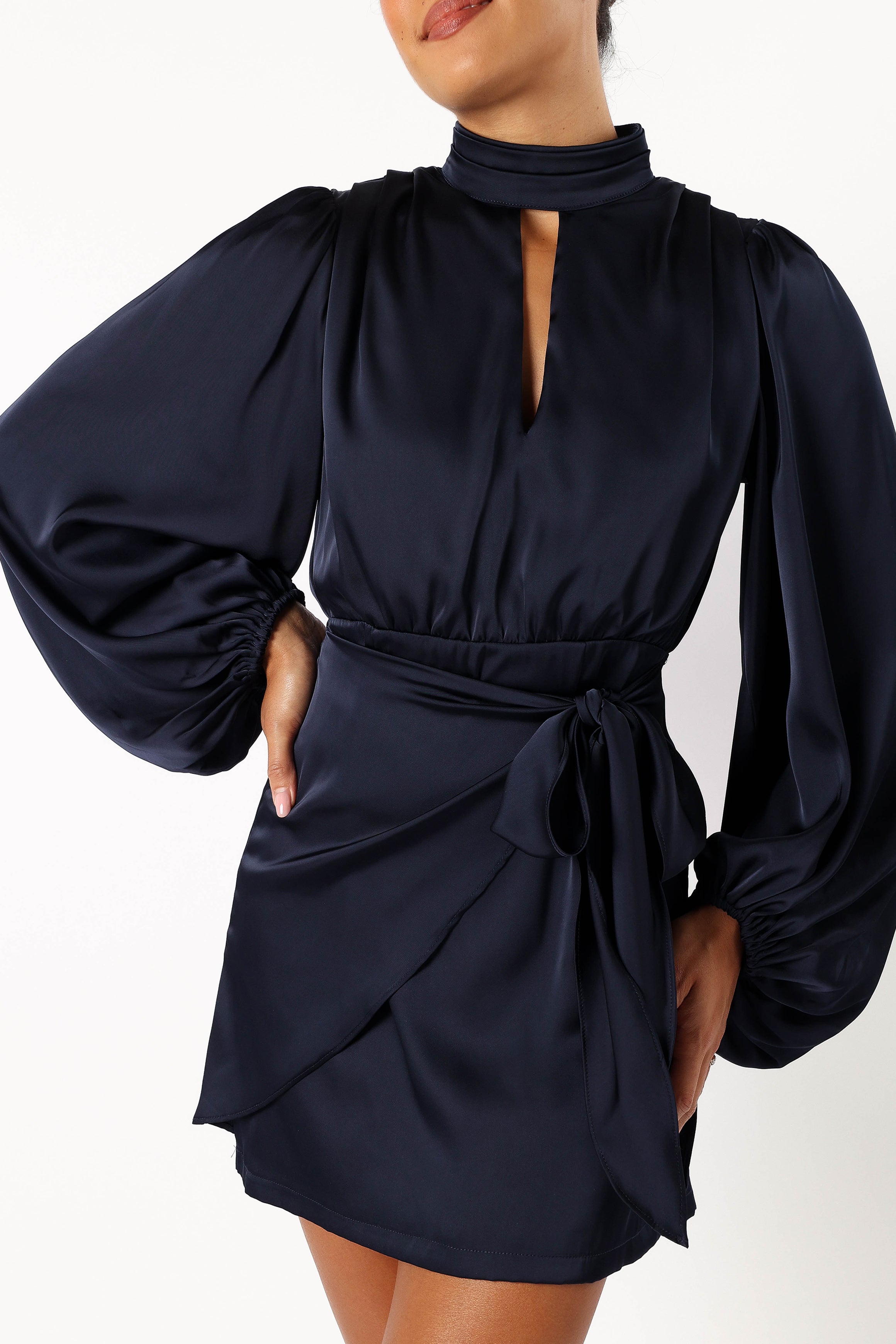 DRESSES @Opaline Long Sleeve Mini Dress - Navy