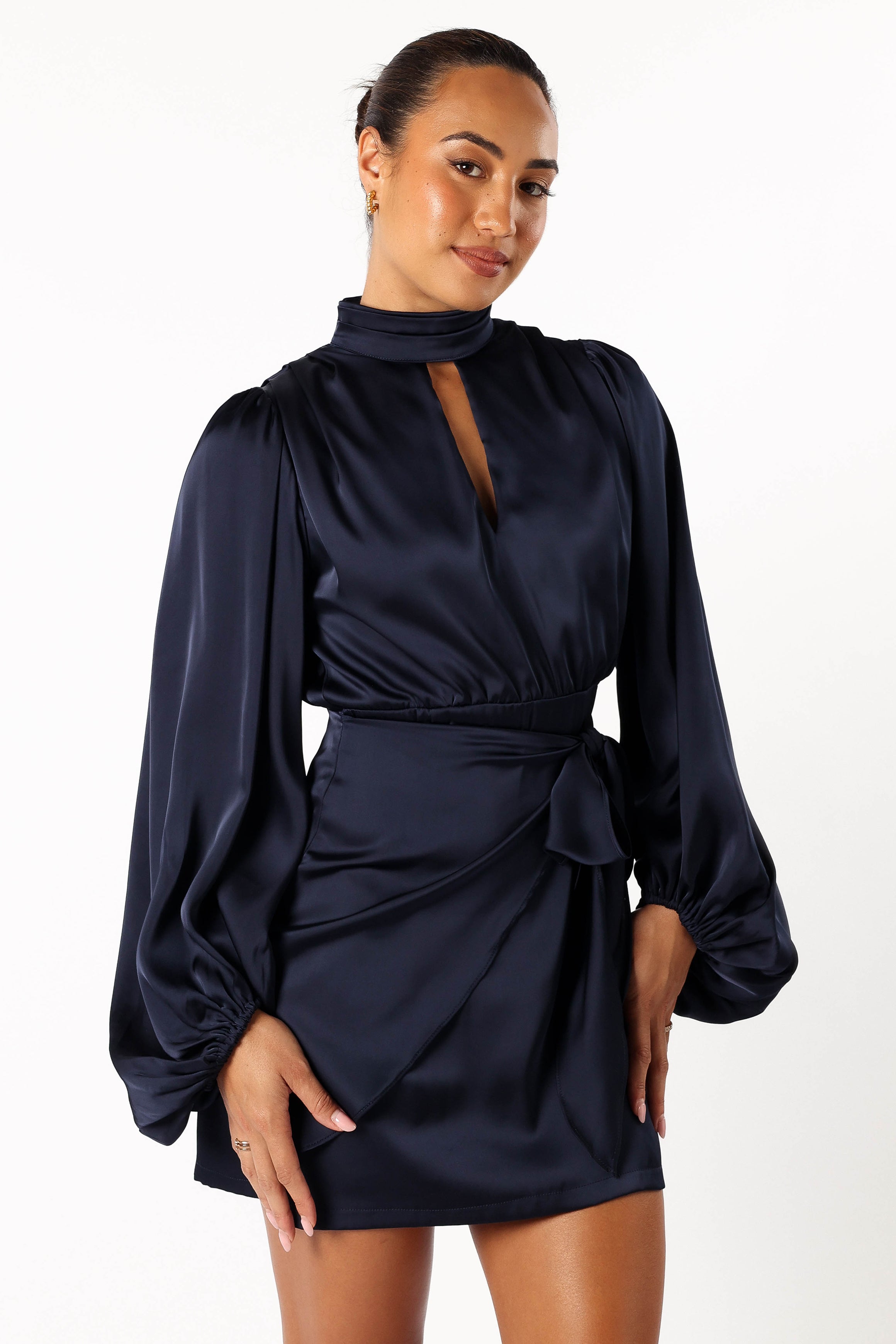 DRESSES @Opaline Long Sleeve Mini Dress - Navy