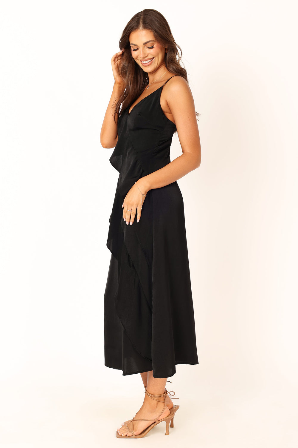 Oteo Slip Midi Dress - Black