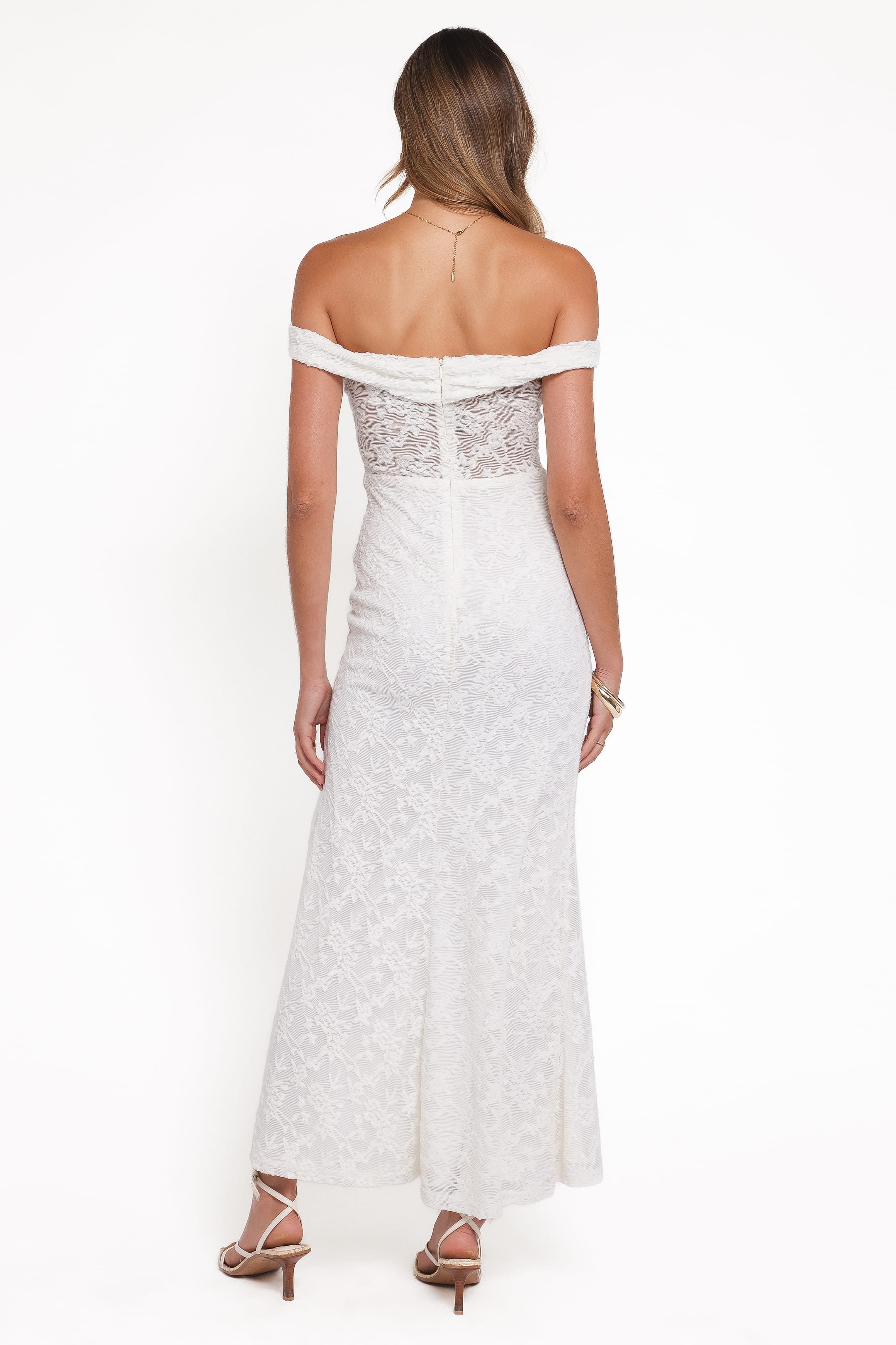 DRESSES Pascha Off Shoulder Lace Maxi Dress - White