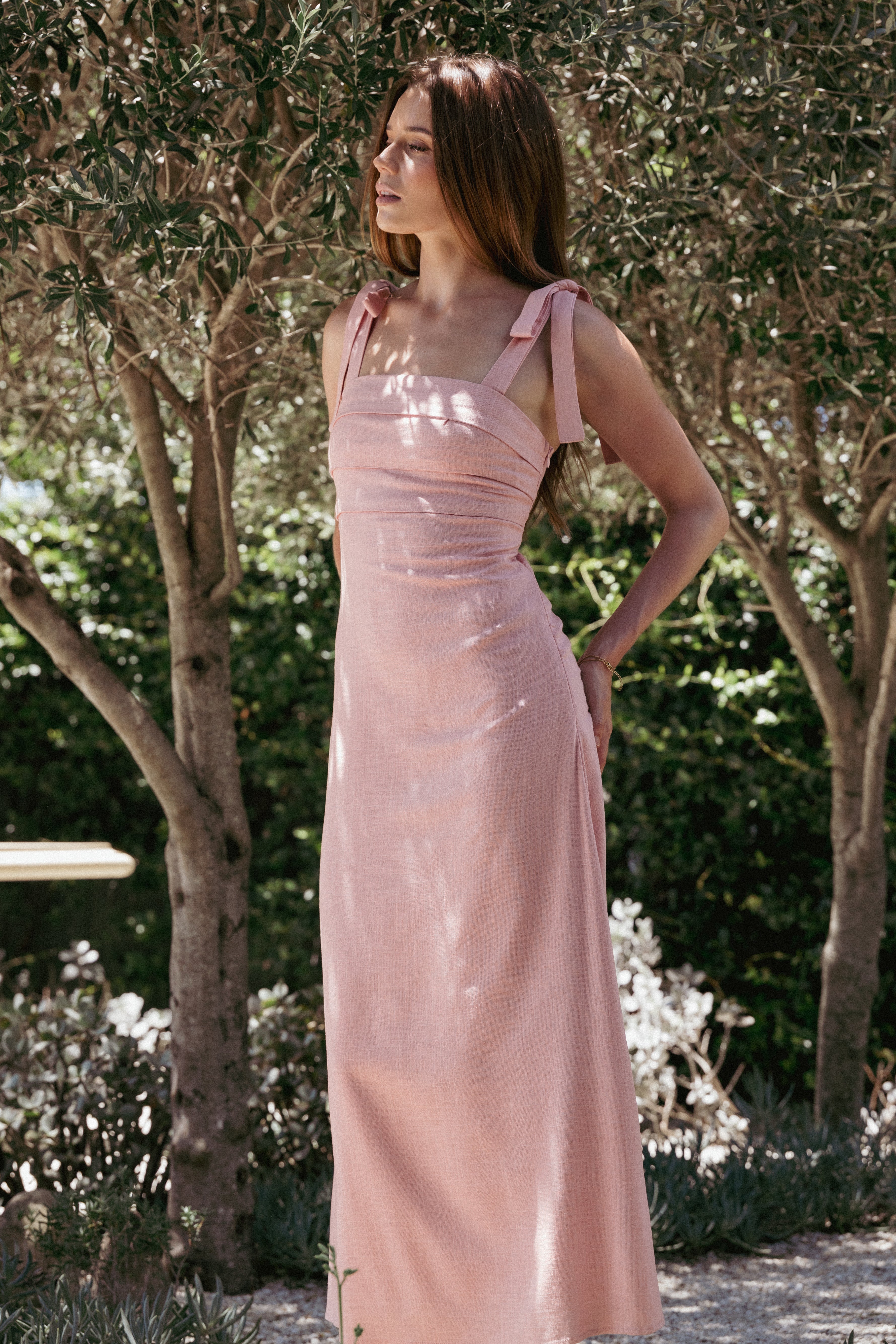 DRESSES Patterson Tie Shoulder Midi Dress - Blush