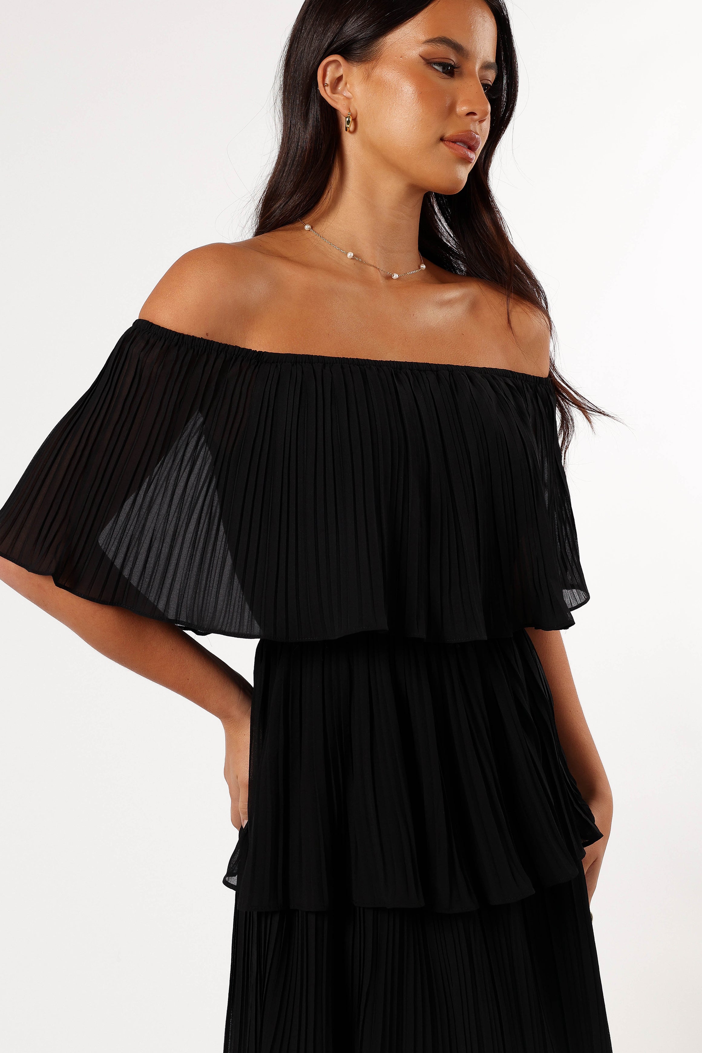 DRESSES @Pearson Strapless Midi Dress - Black