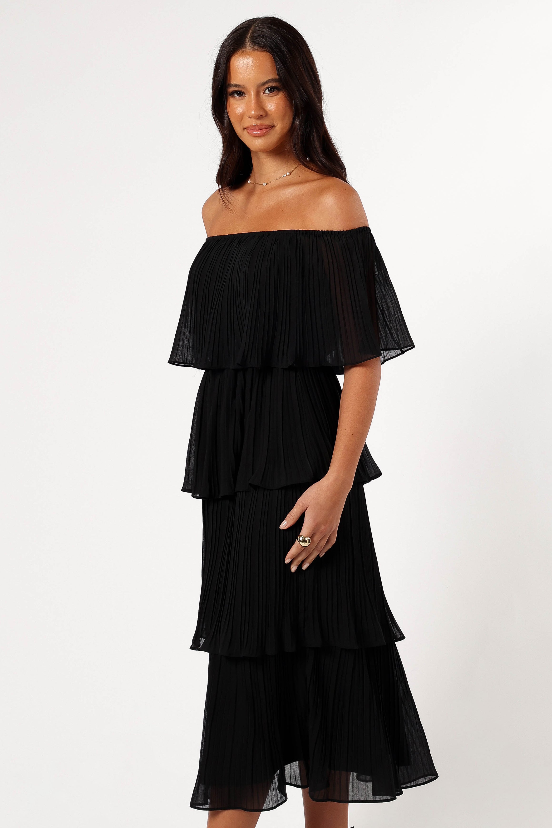 DRESSES @Pearson Strapless Midi Dress - Black