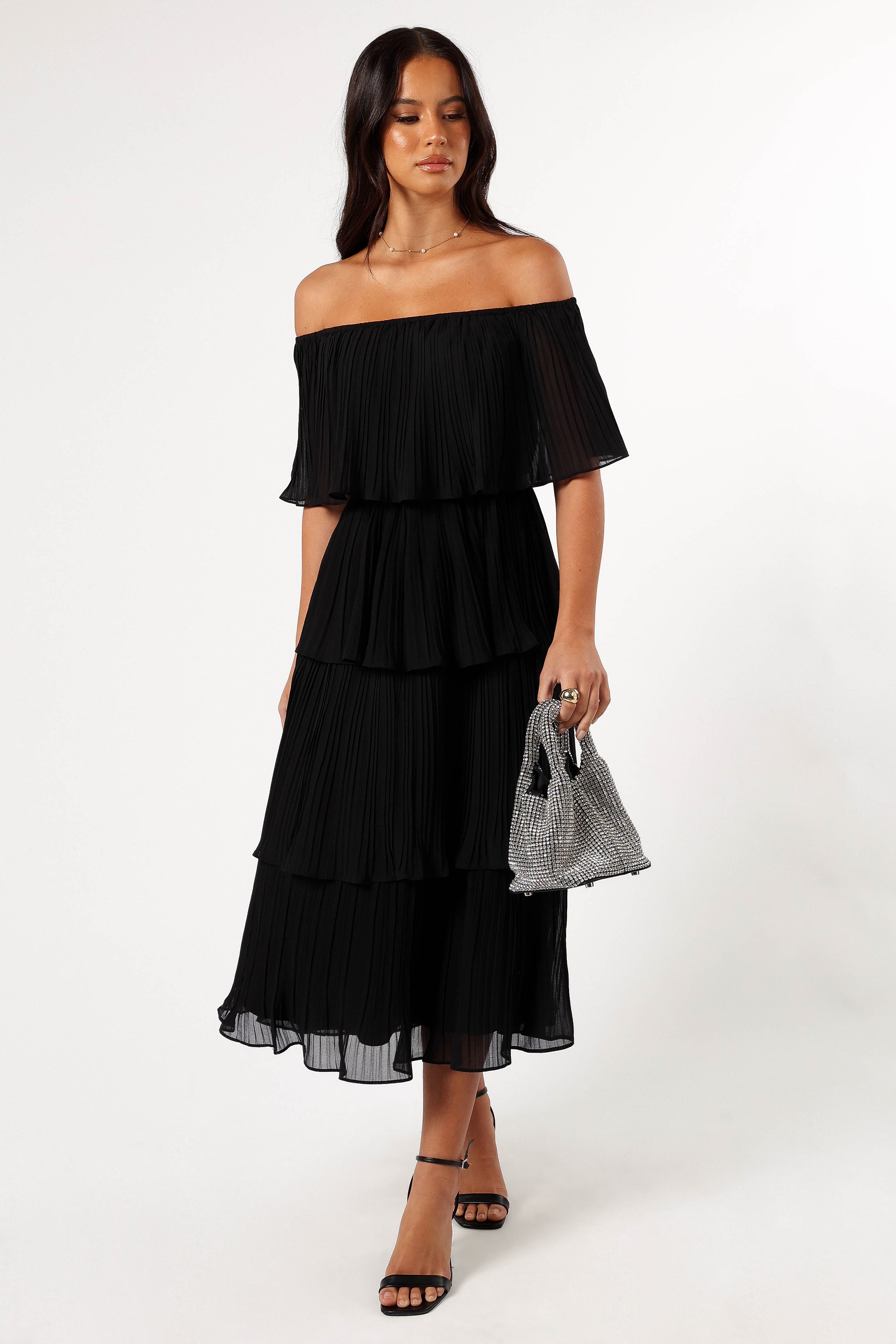 DRESSES @Pearson Strapless Midi Dress - Black