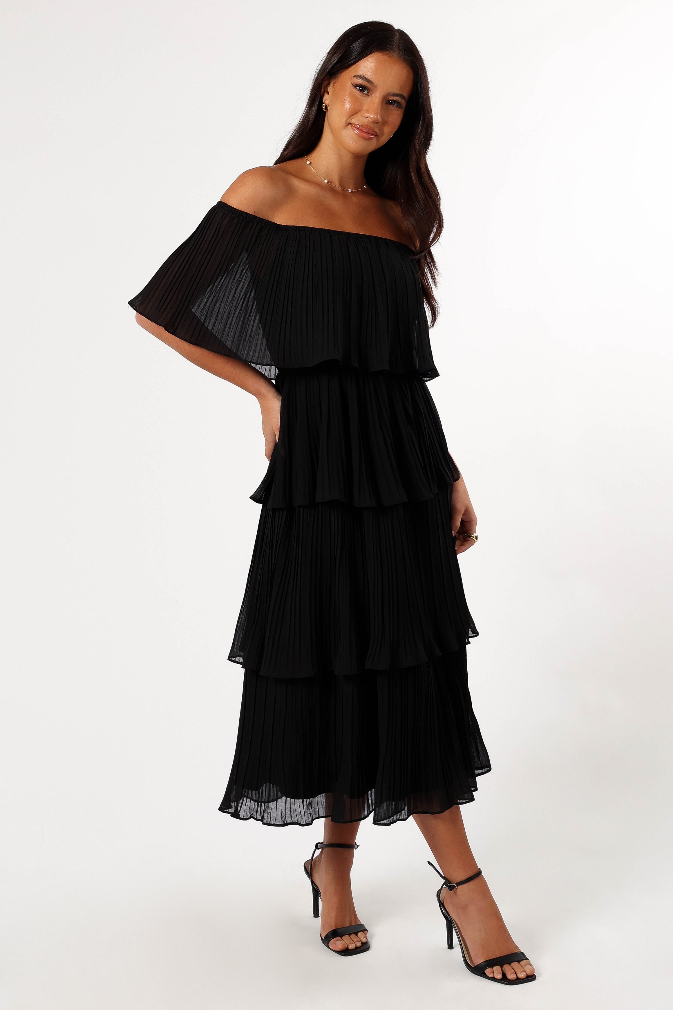 DRESSES @Pearson Strapless Midi Dress - Black