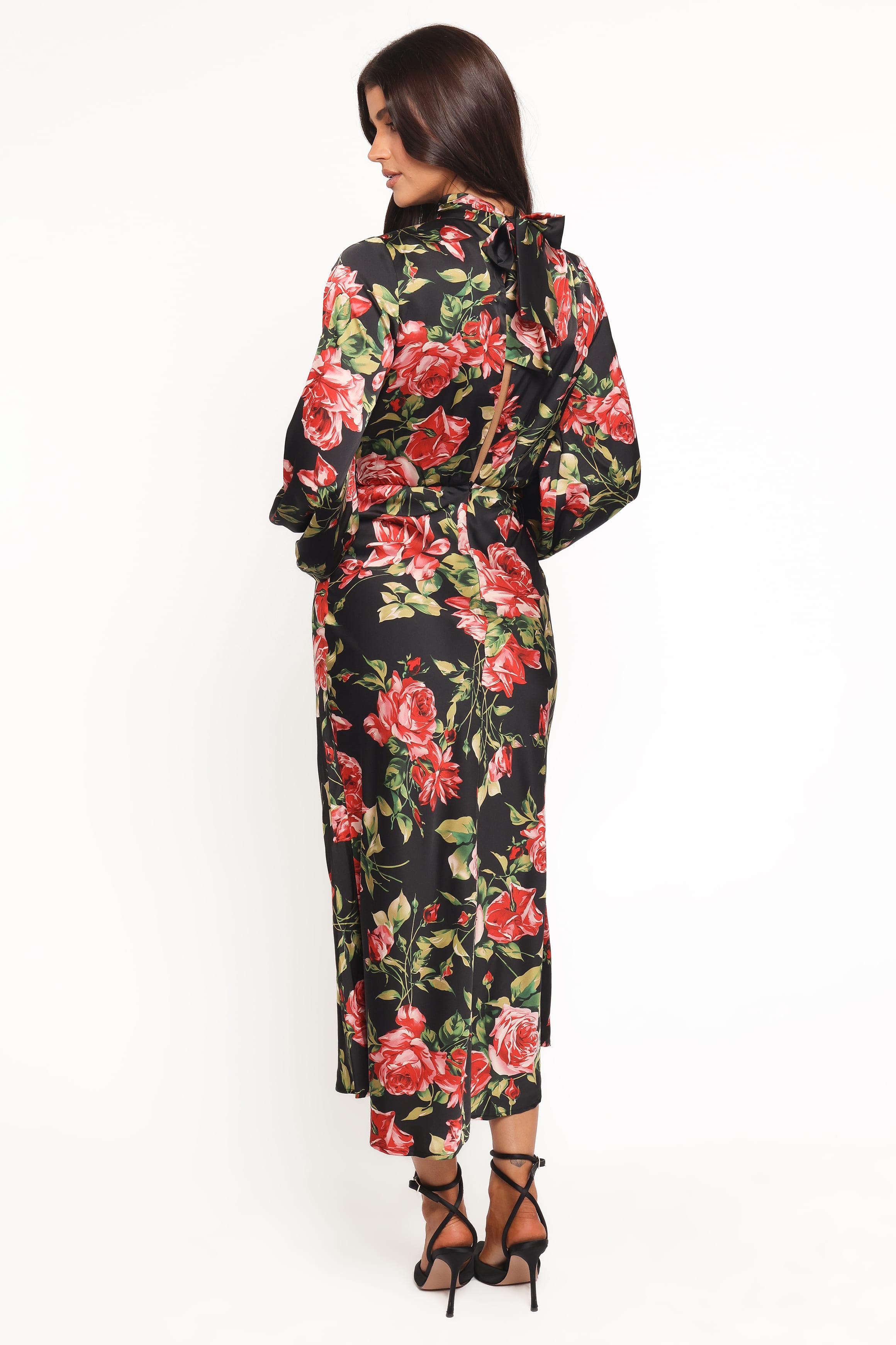 DRESSES Perrie Long Sleeve Midi Dress - Black Floral