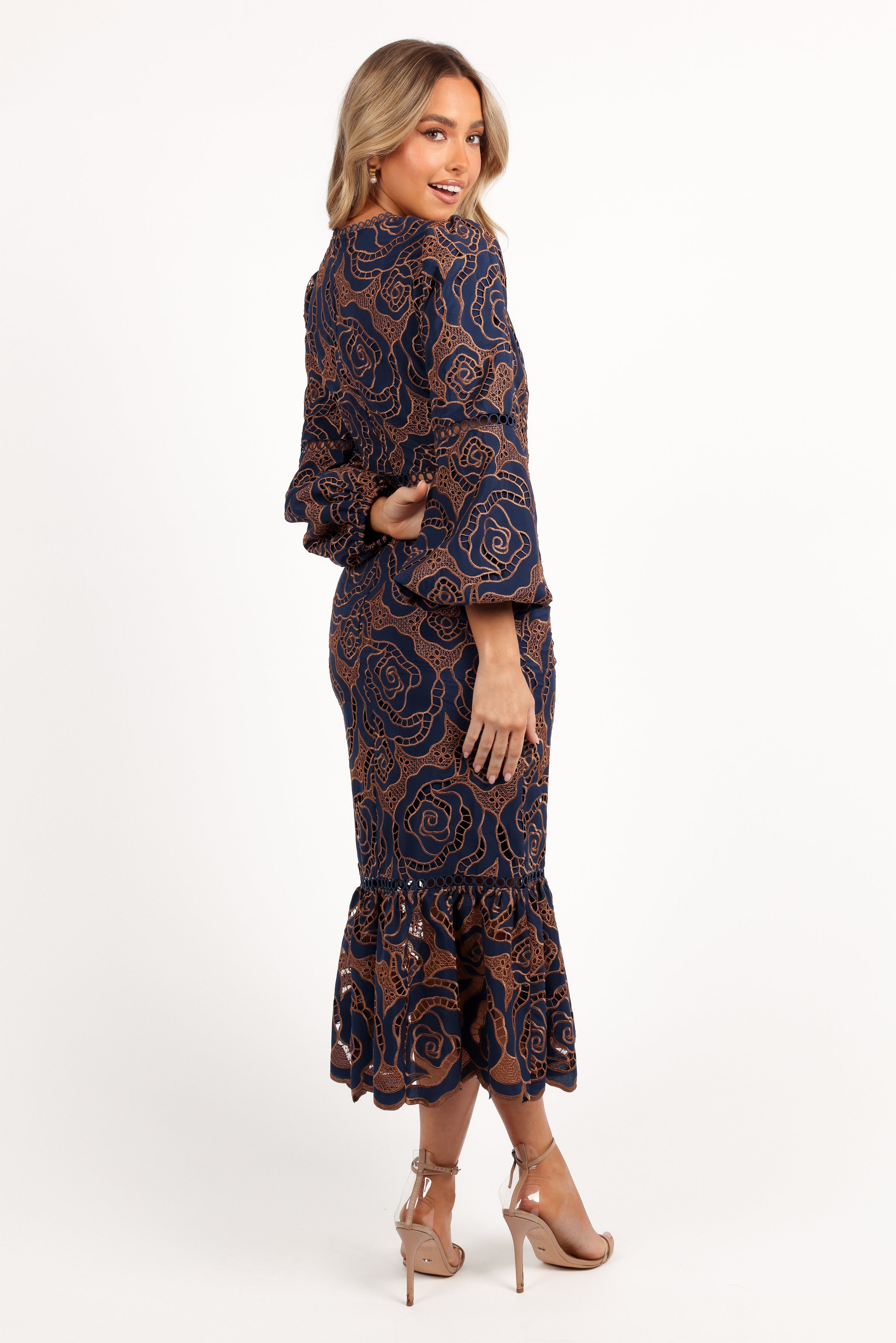 DRESSES Pierre Long Sleeve Lace Maxi Dress - Navy