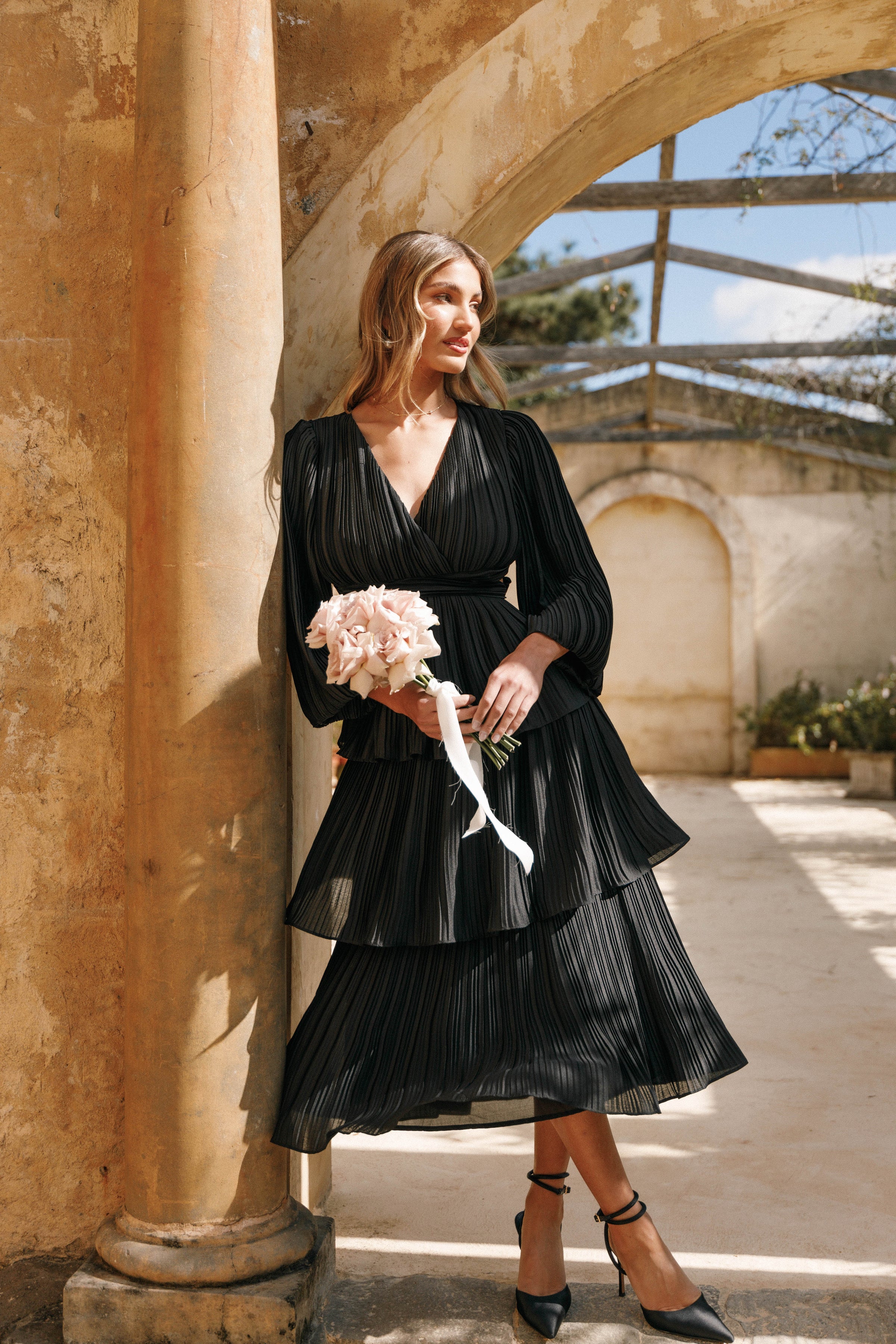 DRESSES Pippa Long Sleeve Midi Dress - Black